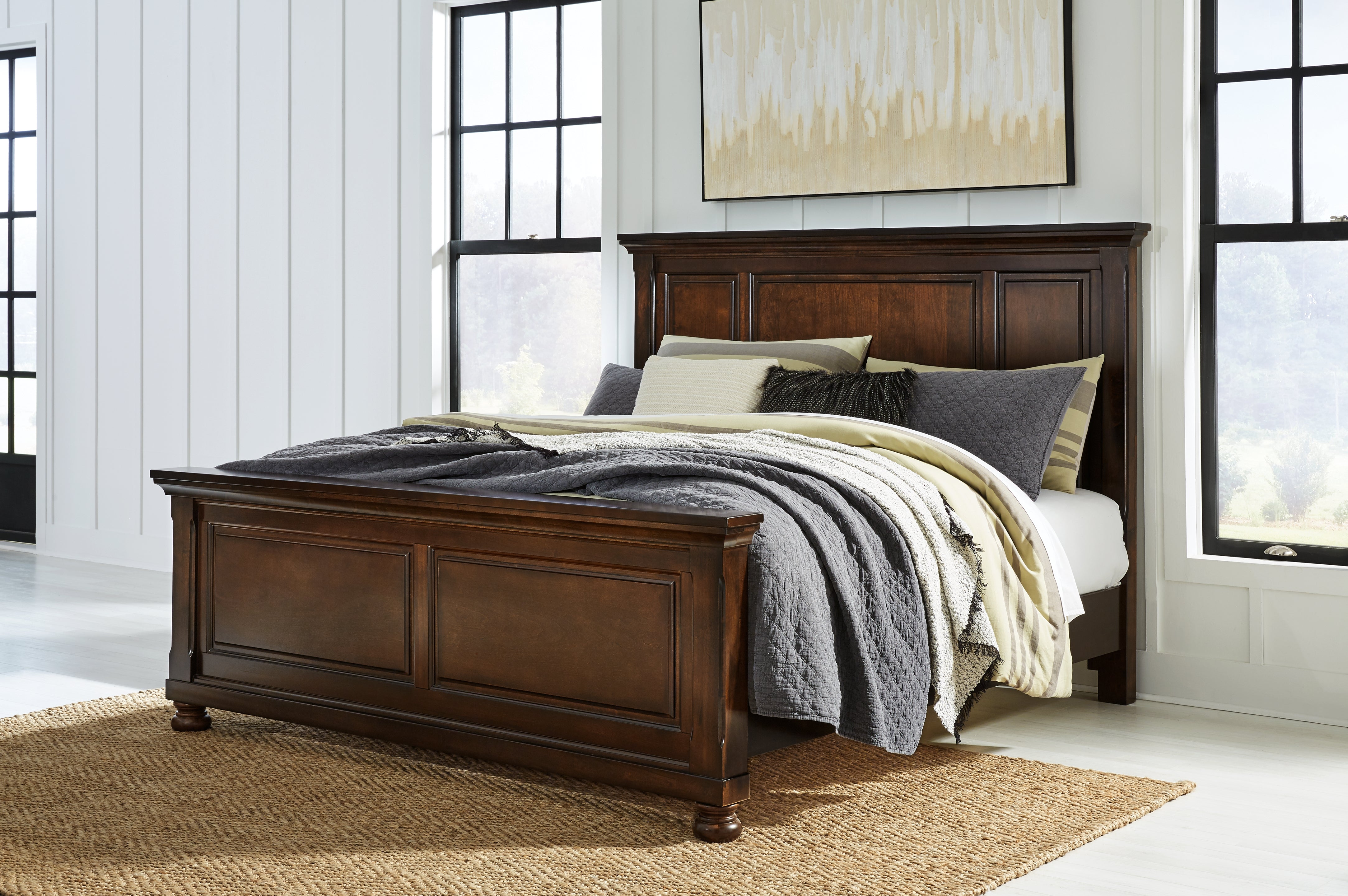 Elite Furniture Outlet - Ashley Furniture - Porter Bedroom - California King Panel Bed / Rustic Brown - B697B12
