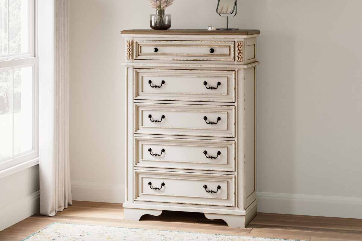 Elite Furniture Outlet - Ashley Furniture - Realyn Bedroom - Queen Upholstered Storage Bed / Two-tone - B743B18