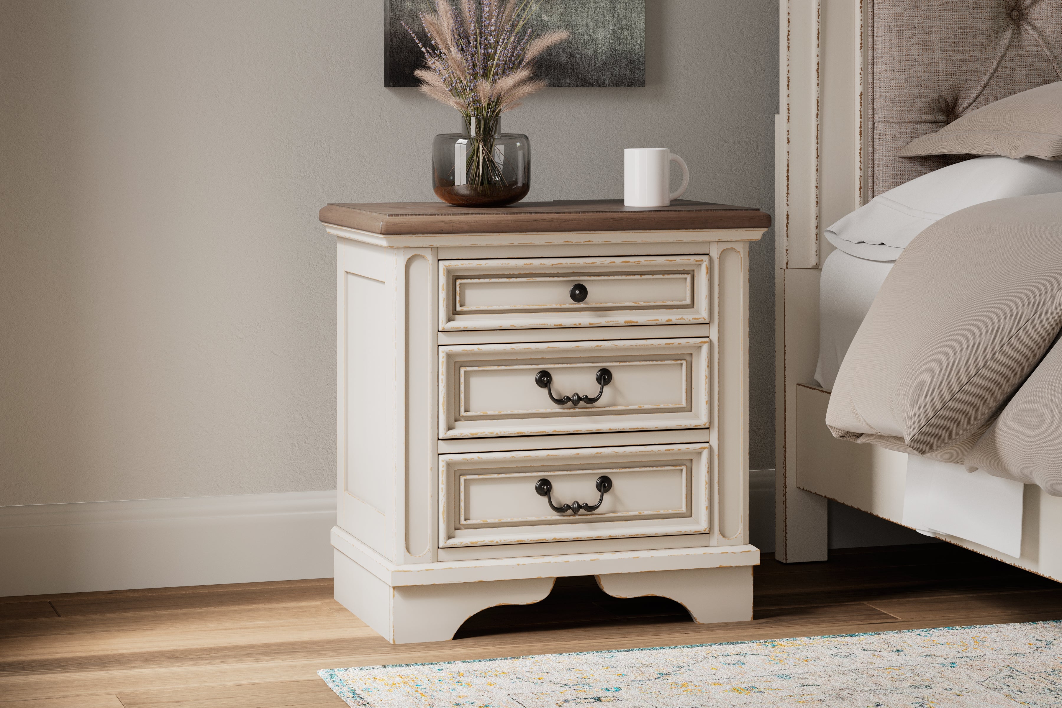 Elite Furniture Outlet - Ashley Furniture - Realyn Bedroom - Three Drawer Night Stand / Two-tone - B743-93