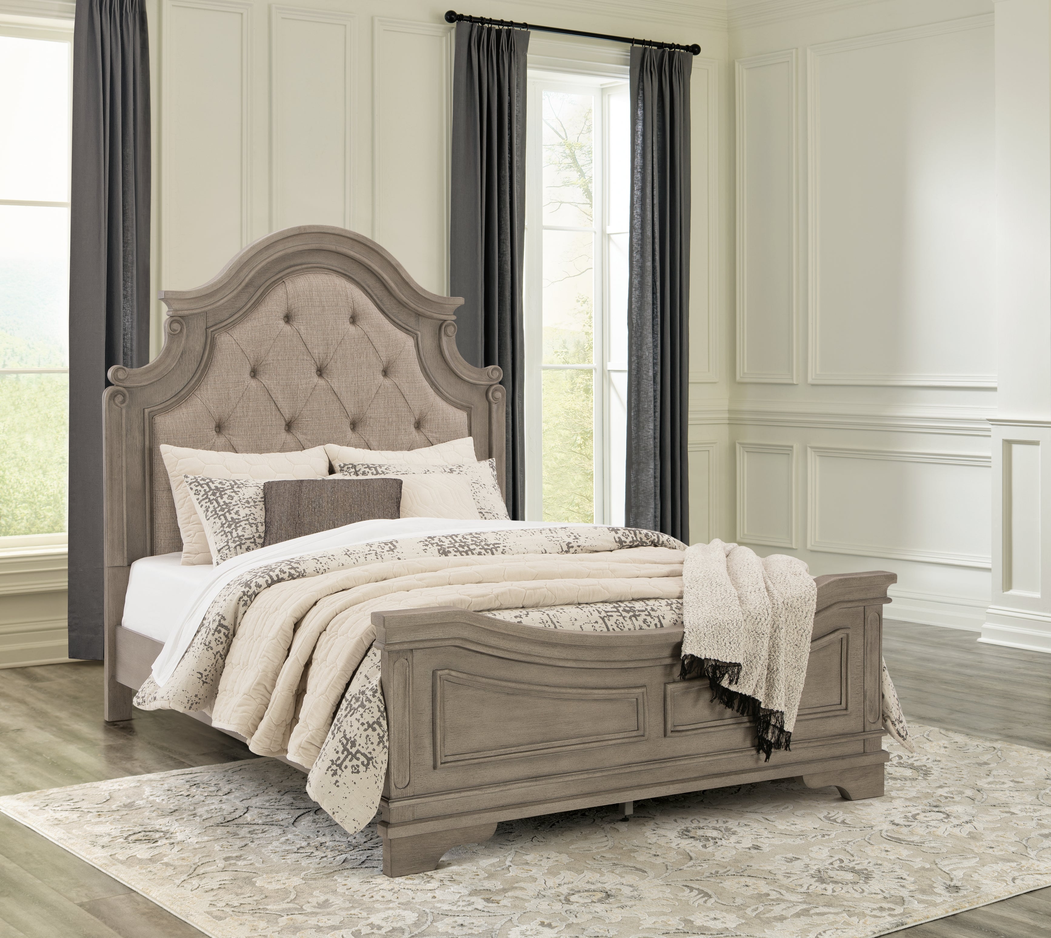 Elite Furniture Outlet - Ashley Furniture - Lodenbay Bedroom - Queen Panel Bed / Antique Gray - B751B2