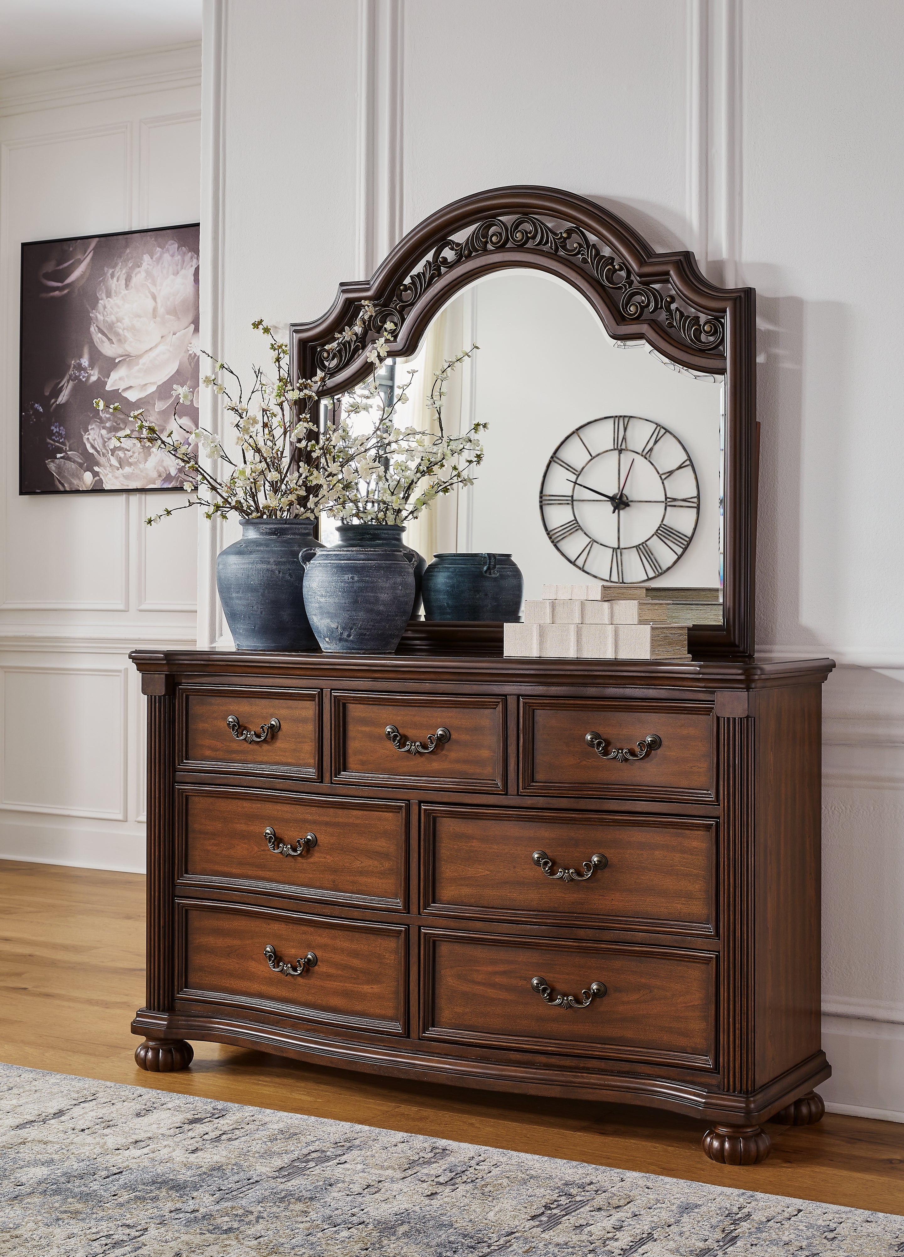 Elite Furniture Outlet - Ashley Furniture - Lavinton Bedroom - Dresser and Mirror / Brown - B764B1