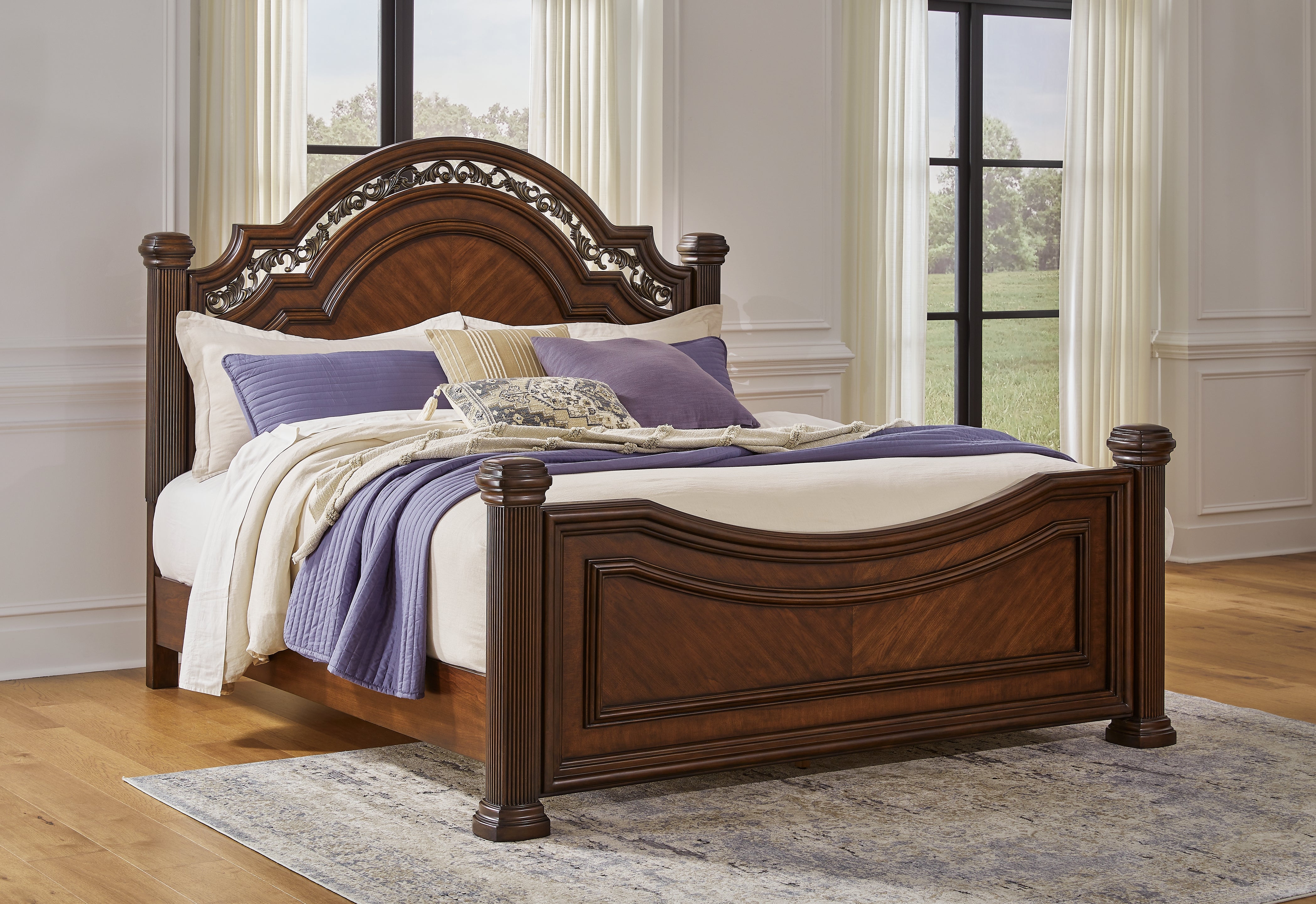 Elite Furniture Outlet - Ashley Furniture - Lavinton Bedroom - California King Poster Bed / Brown - B764B10