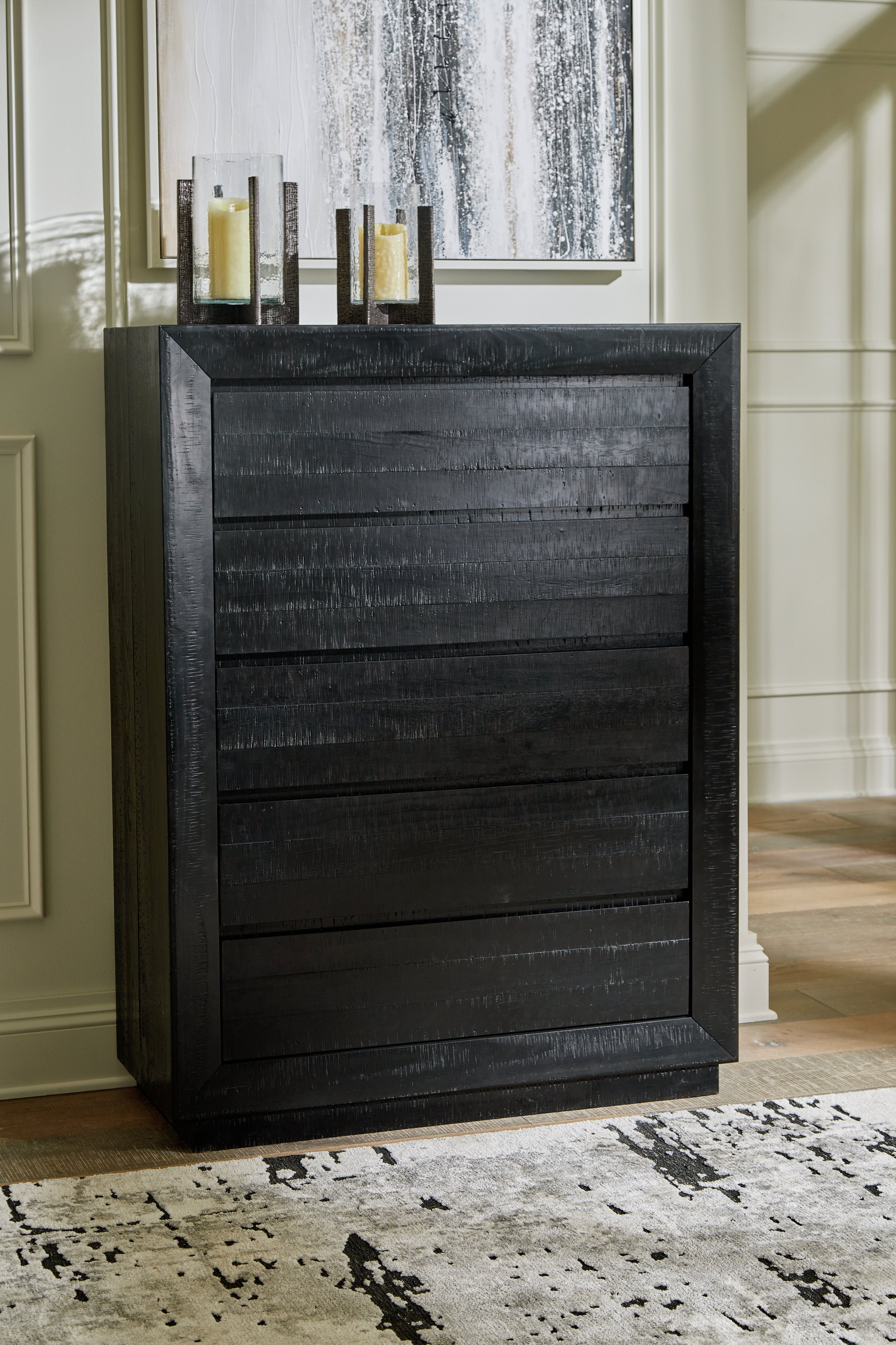 Elite Furniture Outlet - Ashley Furniture - Londer Bedroom - Five Drawer Chest / Black - B768-46