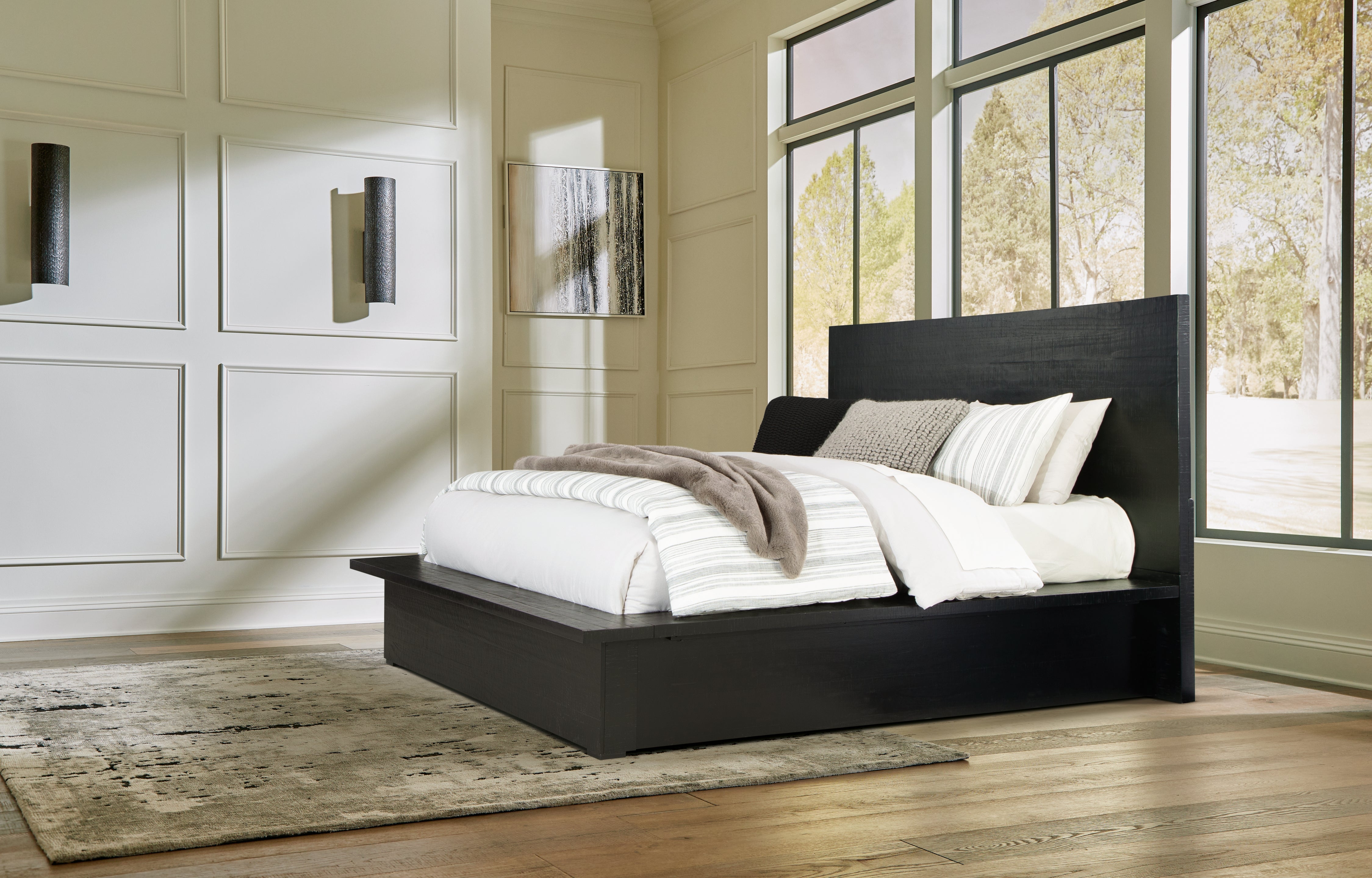 Elite Furniture Outlet - Ashley Furniture - Londer Bedroom - Queen Panel Bed / Black - B768B2