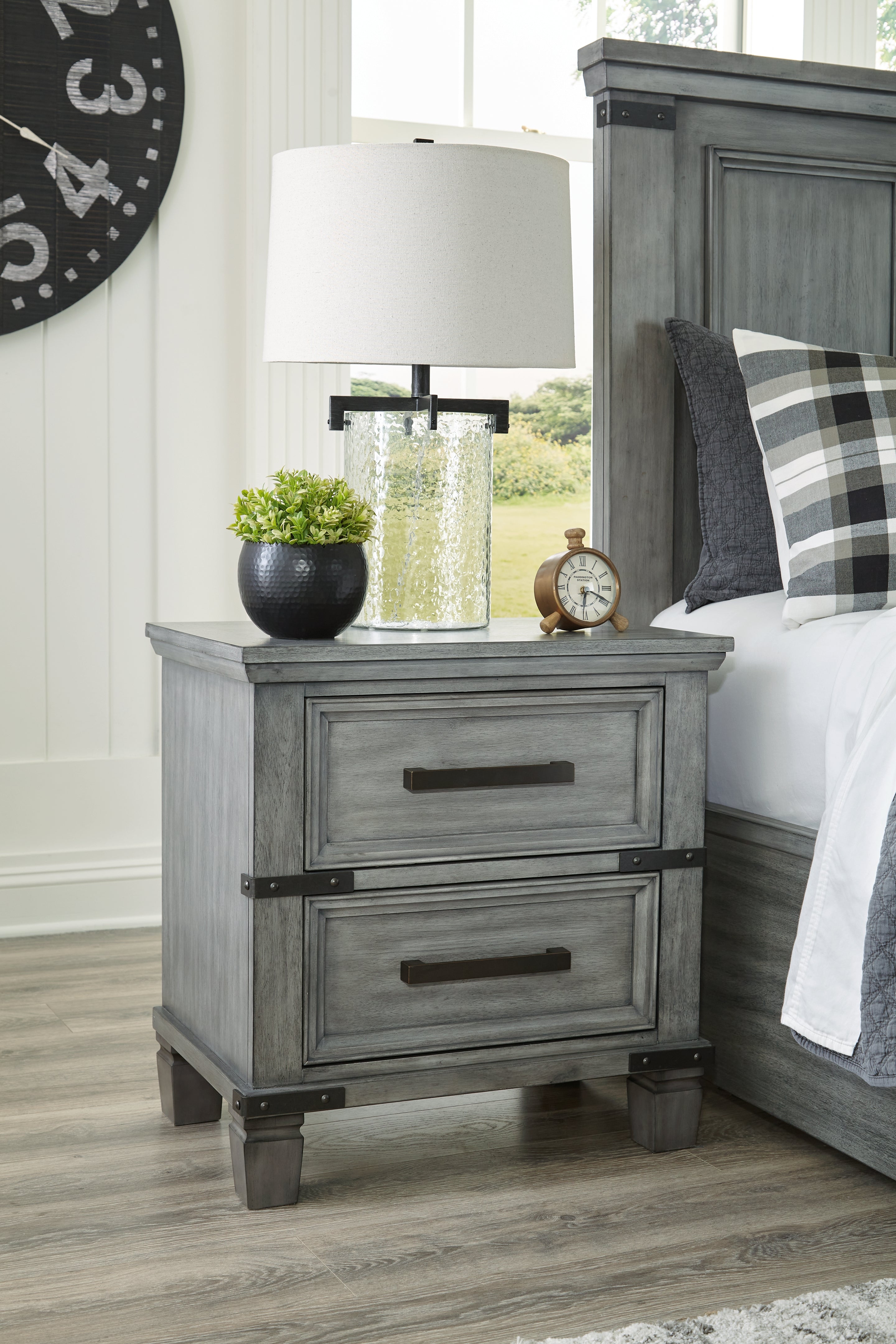 Elite Furniture Outlet - Ashley Furniture - Russelyn Bedroom - Two Drawer Night Stand / Gray - B772-92