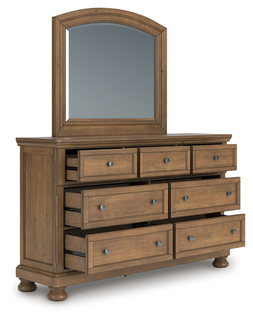 Elite Furniture Outlet - Ashley Furniture - Feddinger Bedroom - Dresser and Mirror / Medium Brown - PCB779B1