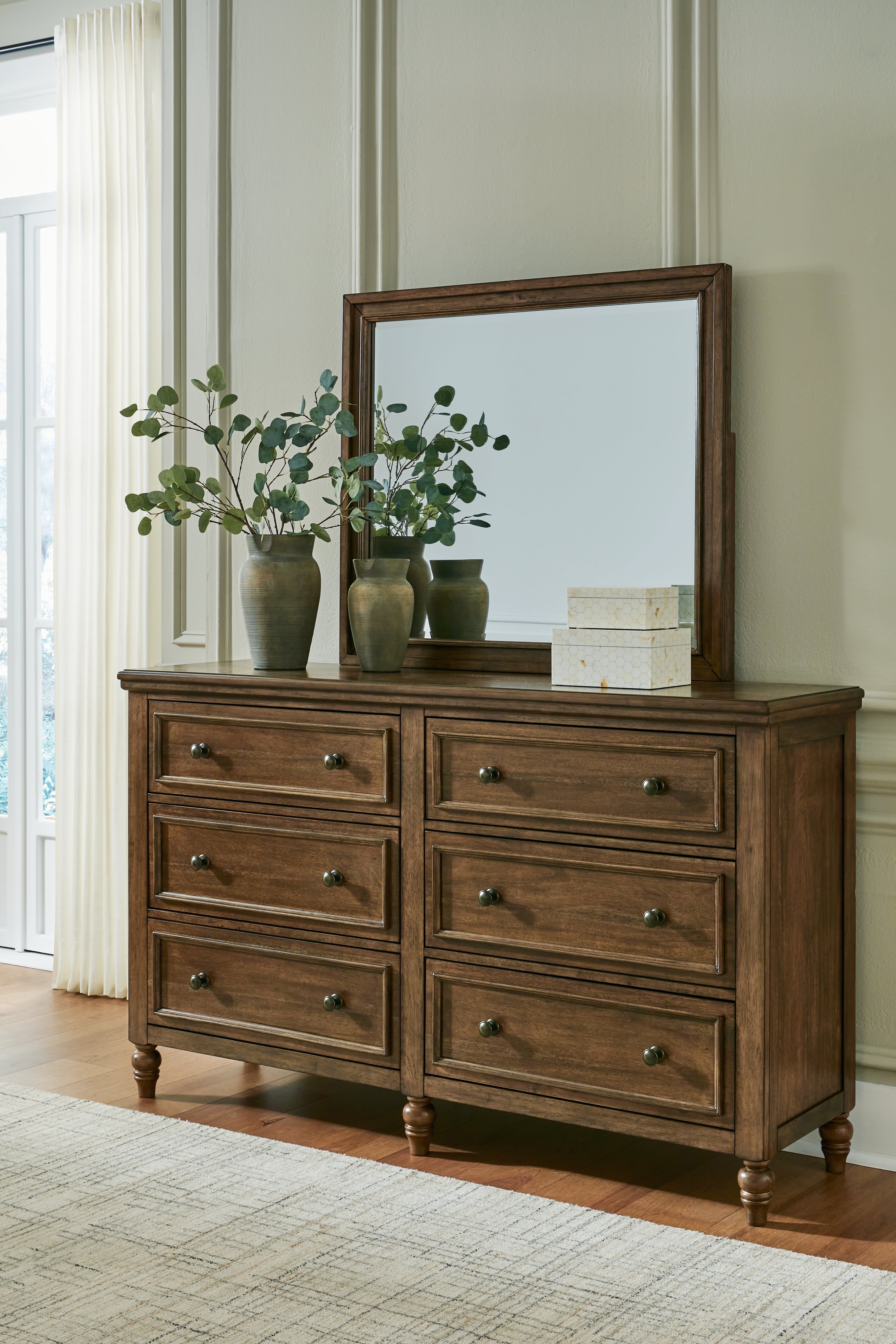 Elite Furniture Outlet - Ashley Furniture - Sturlayne Bedroom - Dresser and Mirror / Brown - B787B1