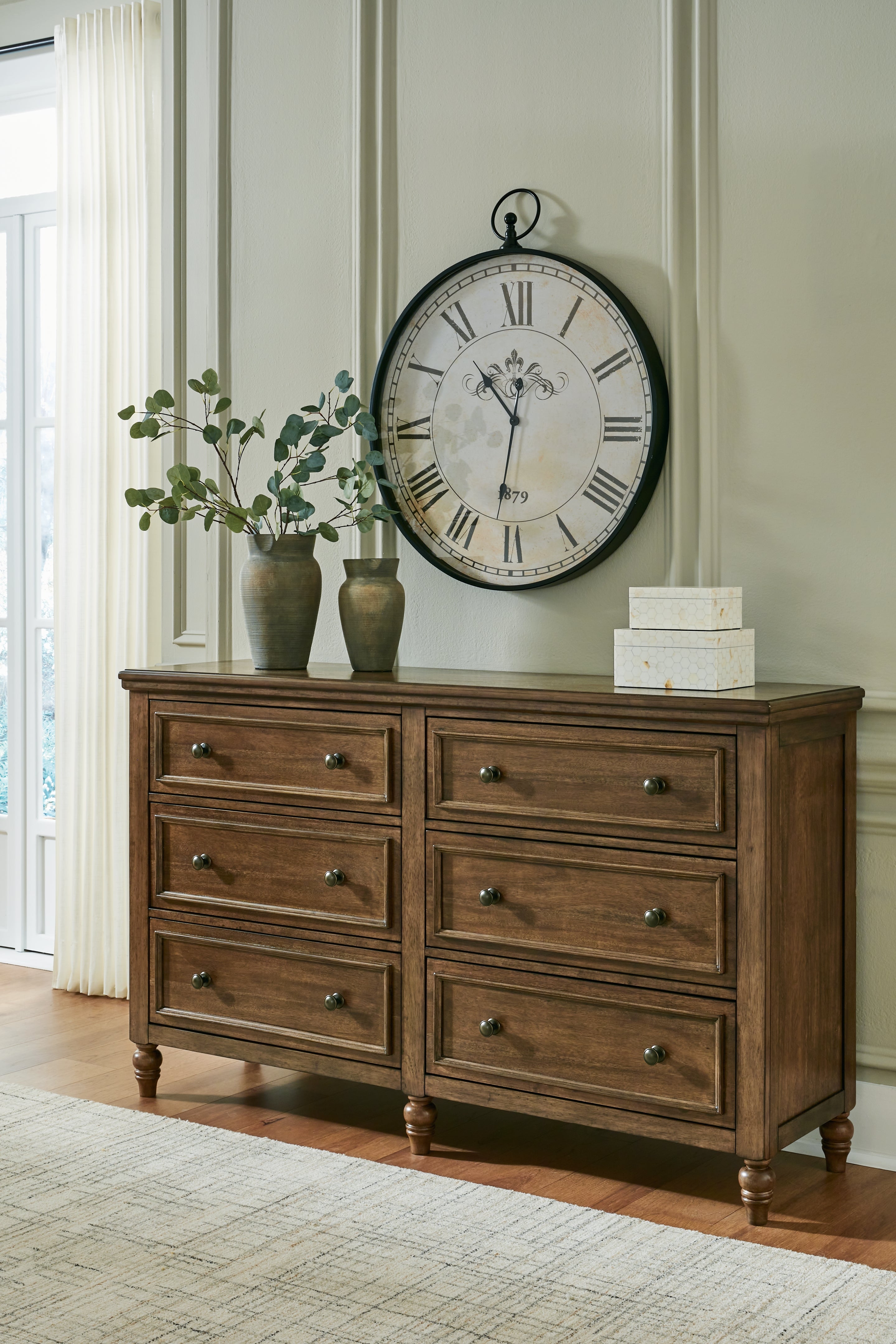 Elite Furniture Outlet - Ashley Furniture - Sturlayne Bedroom - Dresser and Mirror / Brown - B787B1