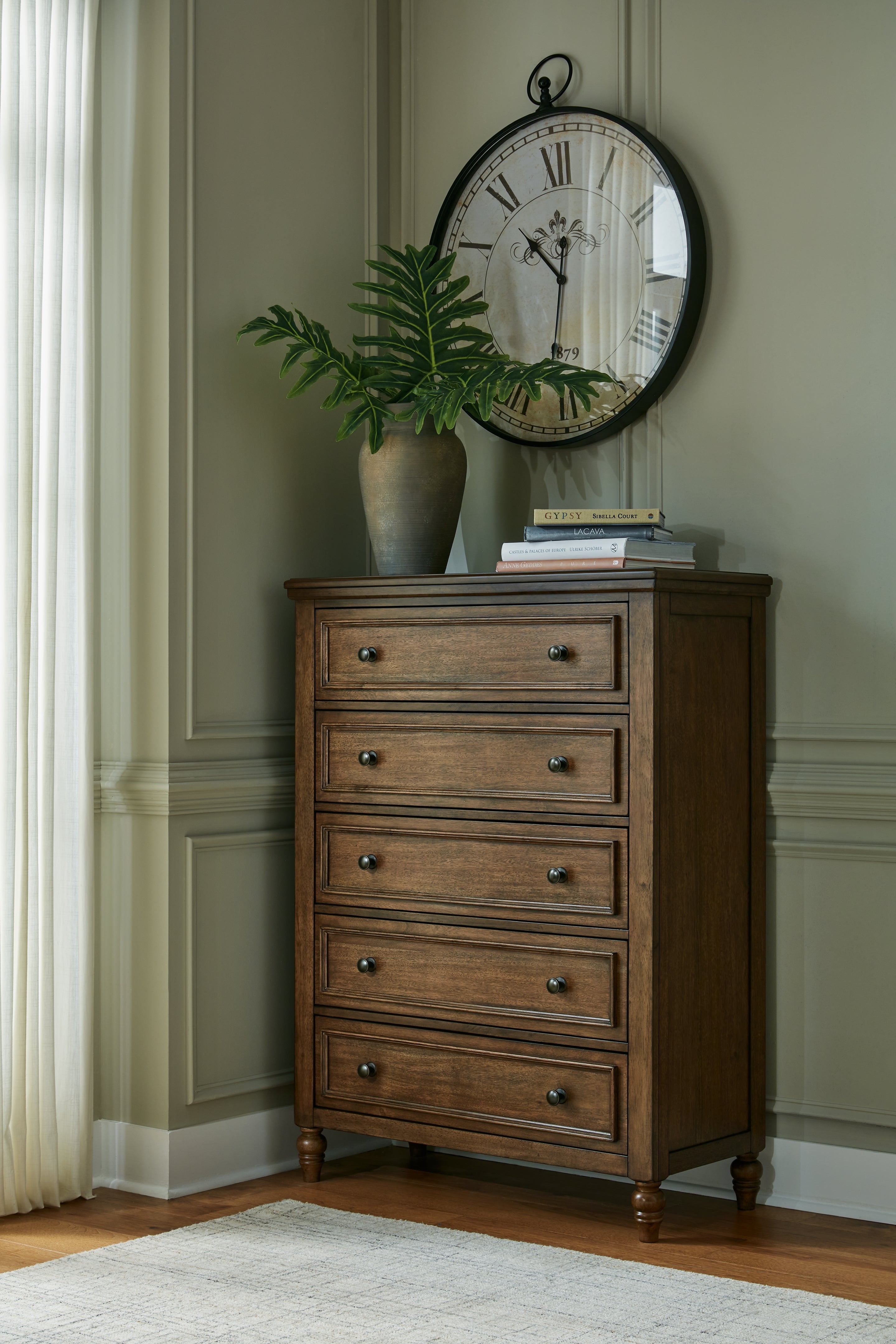 Elite Furniture Outlet - Ashley Furniture - Sturlayne Bedroom - Five Drawer Chest / Brown - B787-46