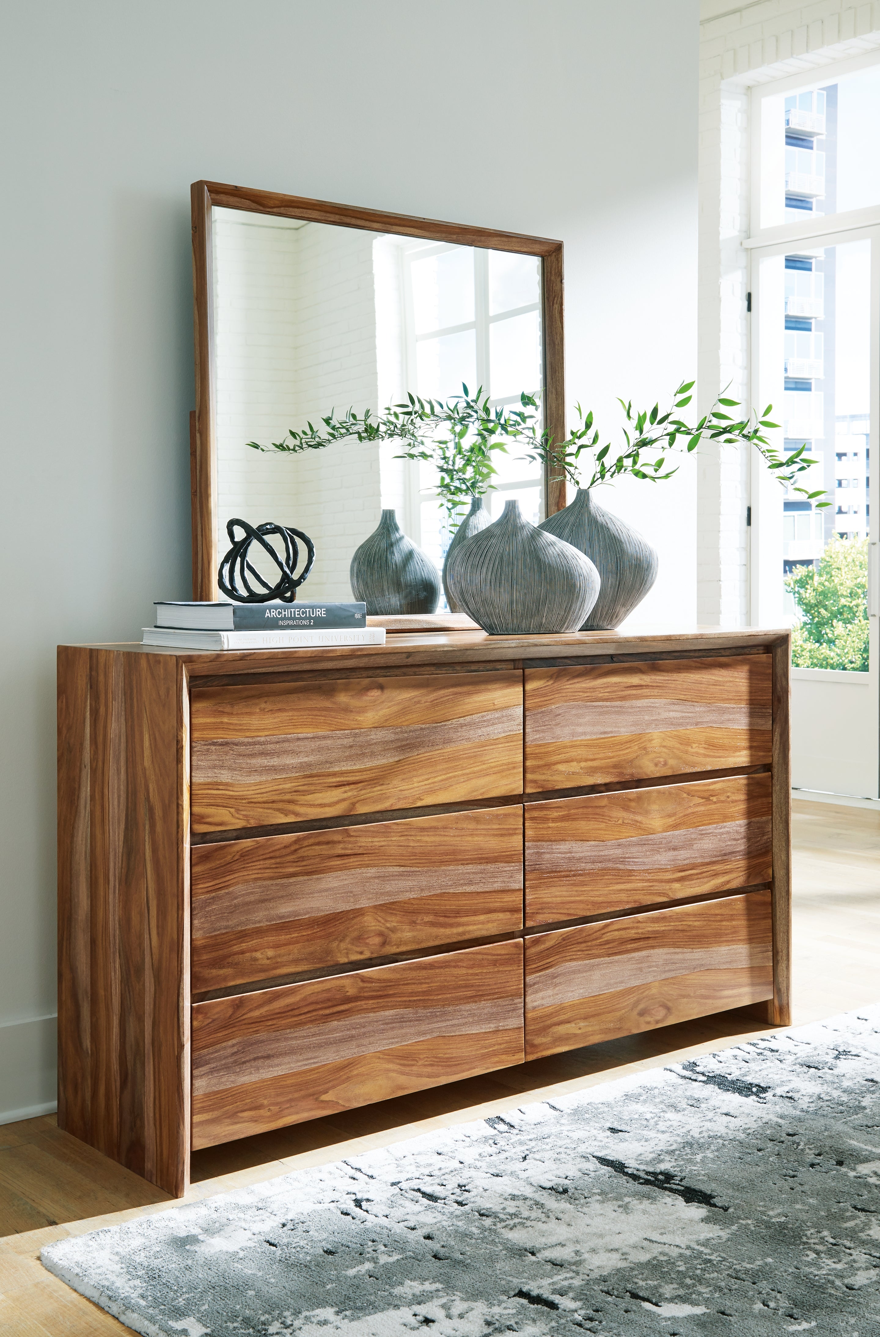 Elite Furniture Outlet - Ashley Furniture - Dressonni Bedroom - Dresser and Mirror / Brown - B790B1