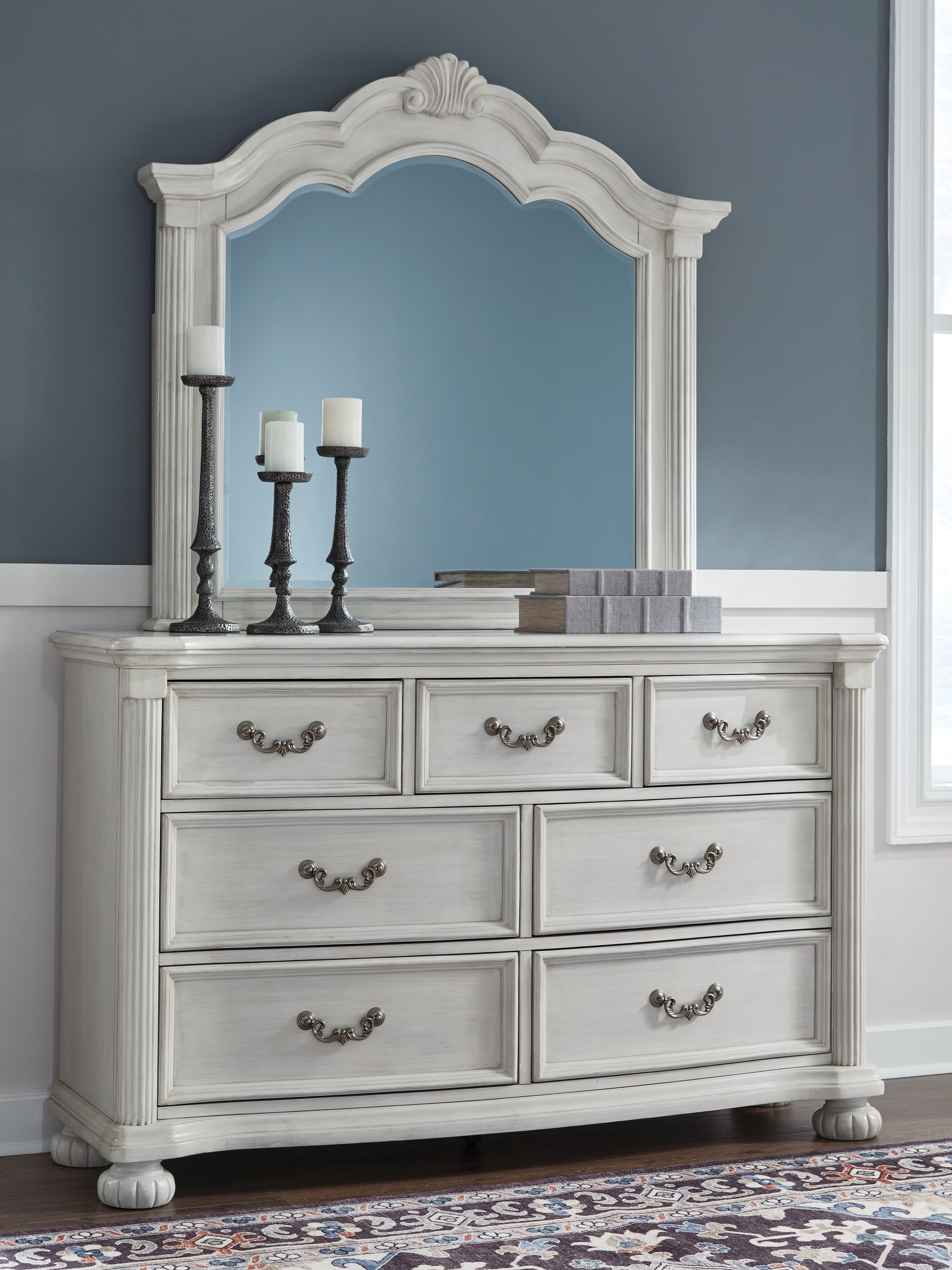 Elite Furniture Outlet - Ashley Furniture - Montelaine Bedroom - Dresser and Mirror / Antique White - B795B1