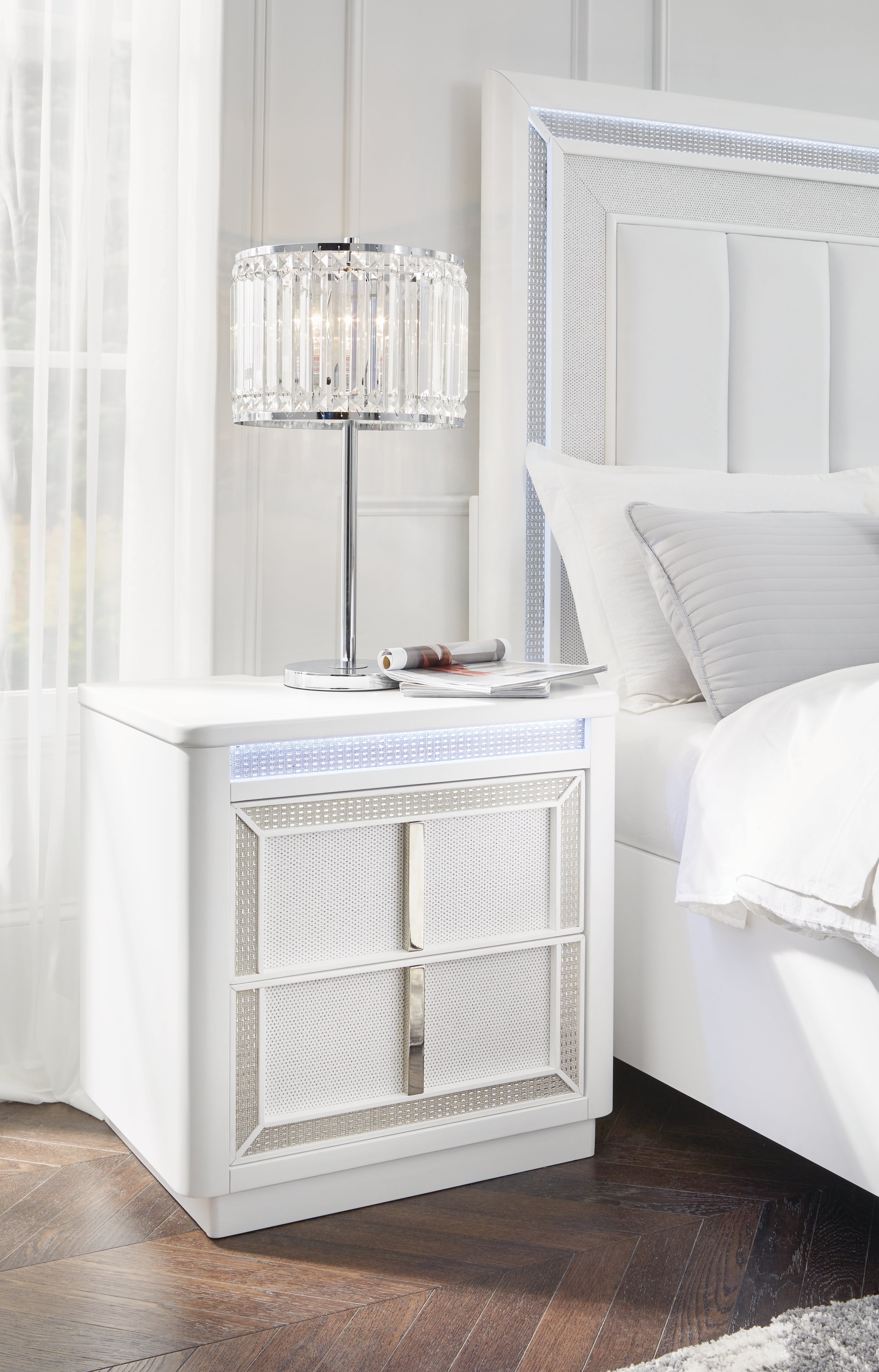 Elite Furniture Outlet - Ashley Furniture - Chalanna Bedroom - Two Drawer Night Stand / White - B822-92