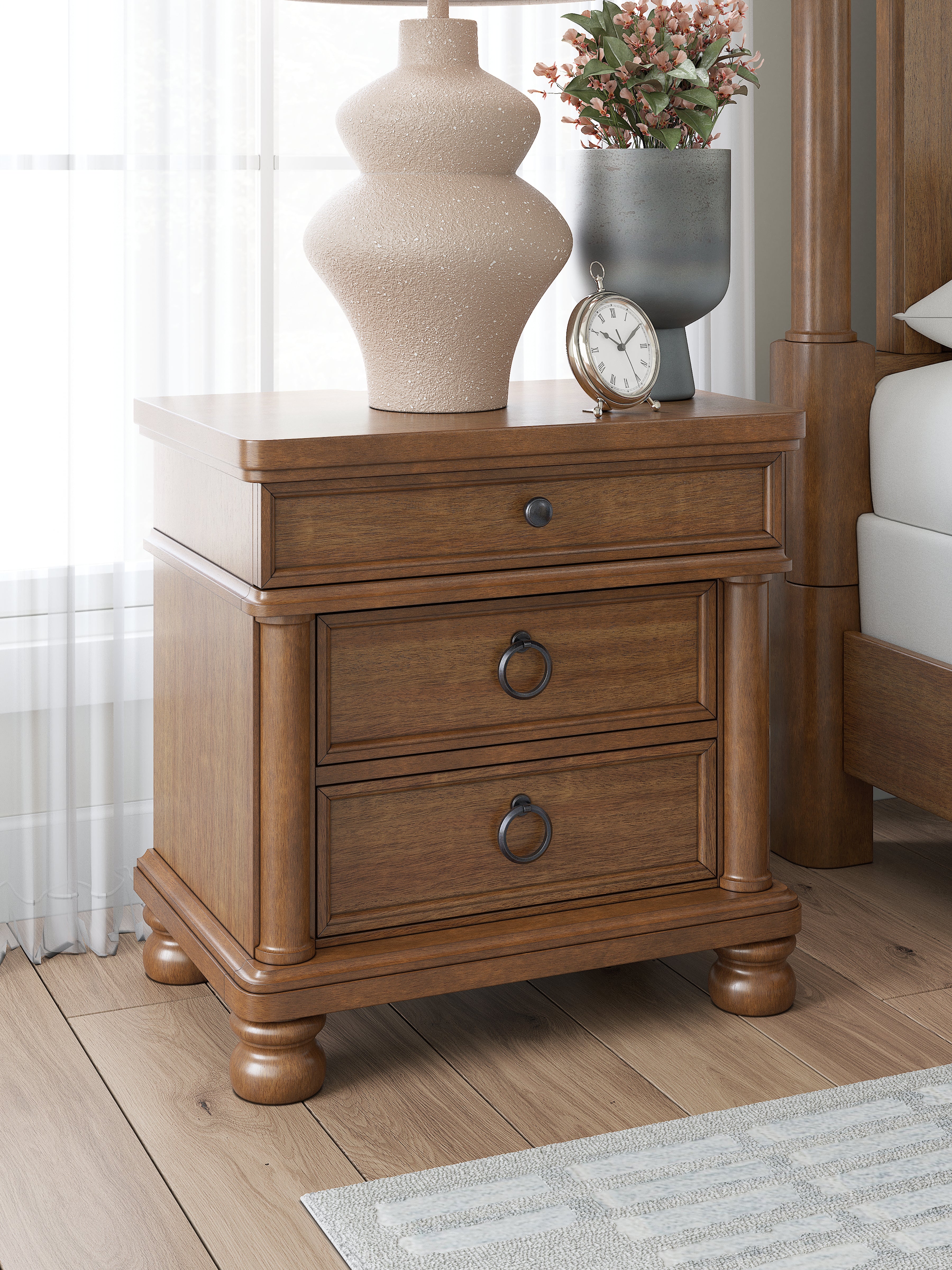 Elite Furniture Outlet - Ashley Furniture - Rowlenstown Bedroom - Three Drawer Night Stand / Brown - PCB824-93