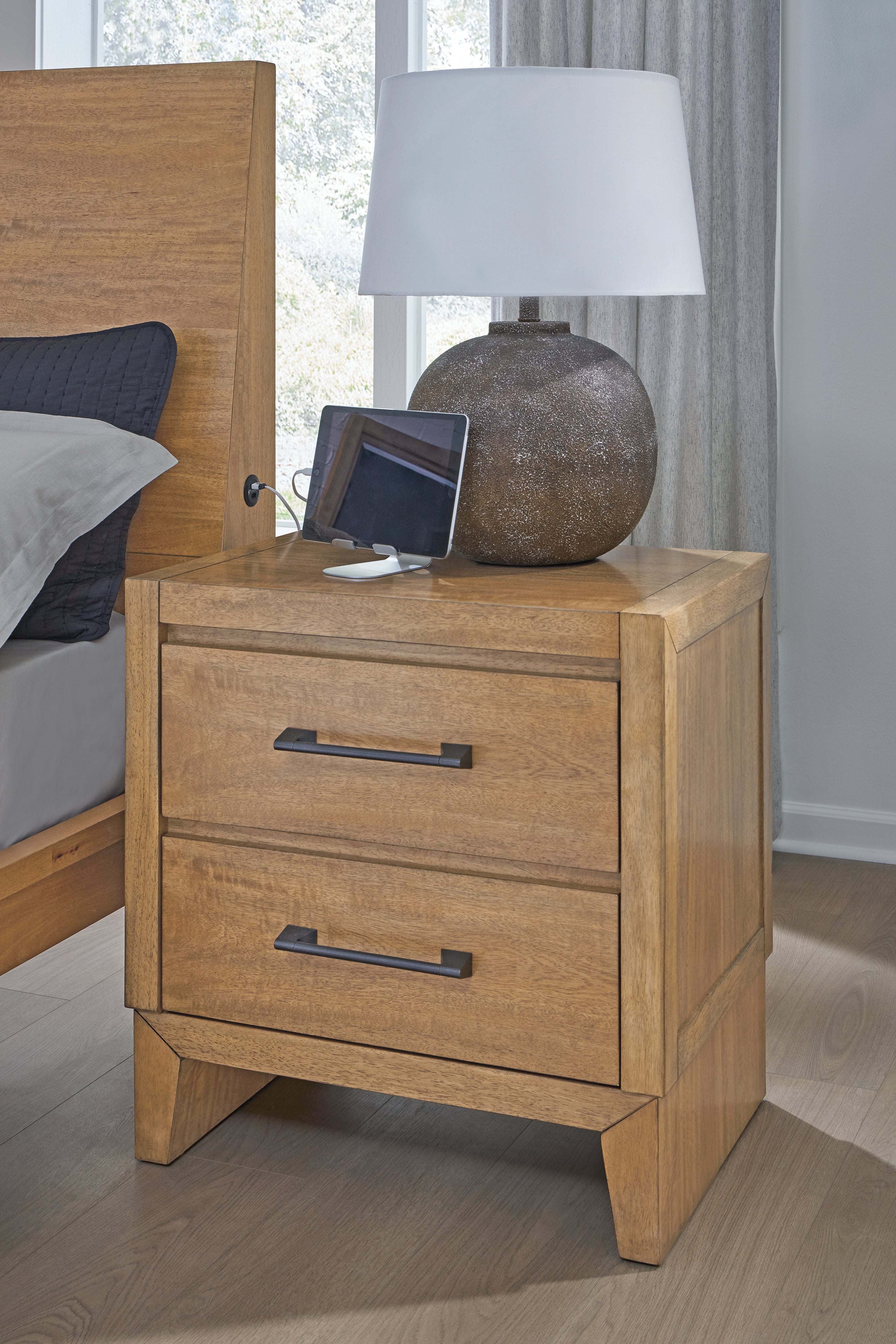 Elite Furniture Outlet - Ashley Furniture - Sherbana Bedroom - Two Drawer Night Stand / Light Brown - B833-92