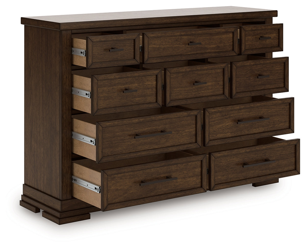 Elite Furniture Outlet - Ashley Furniture - Taffenbrook Bedroom - Dresser / Medium Brown - B849-31