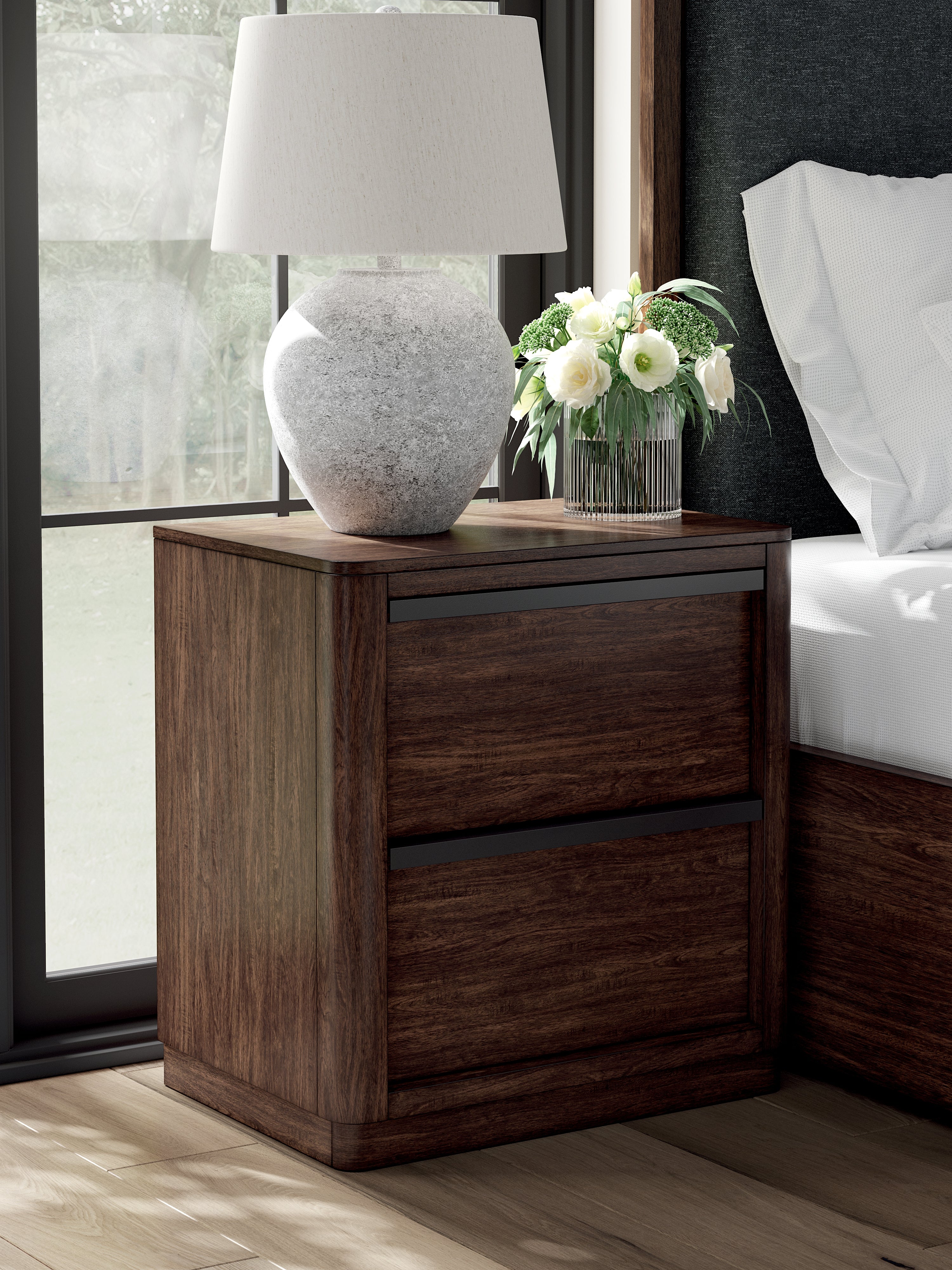 Elite Furniture Outlet - Ashley Furniture - Dilenno Bedroom - Two Drawer Night Stand / Dark Brown - PCB857-92