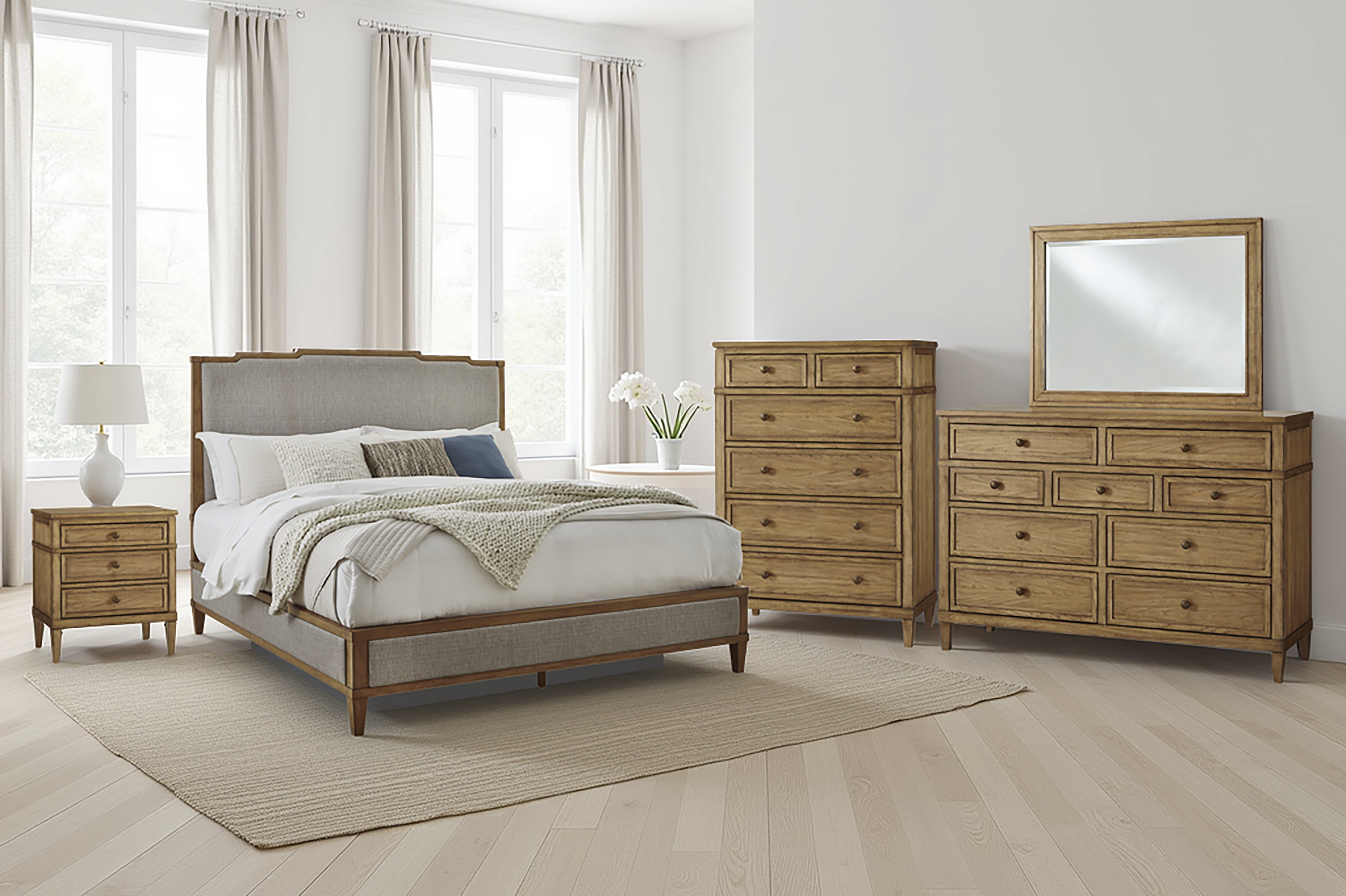 Elite Furniture Outlet - Ashley Furniture - Sharlance Bedroom - Queen Upholstered Panel Bed / Green/Brown - B895B2