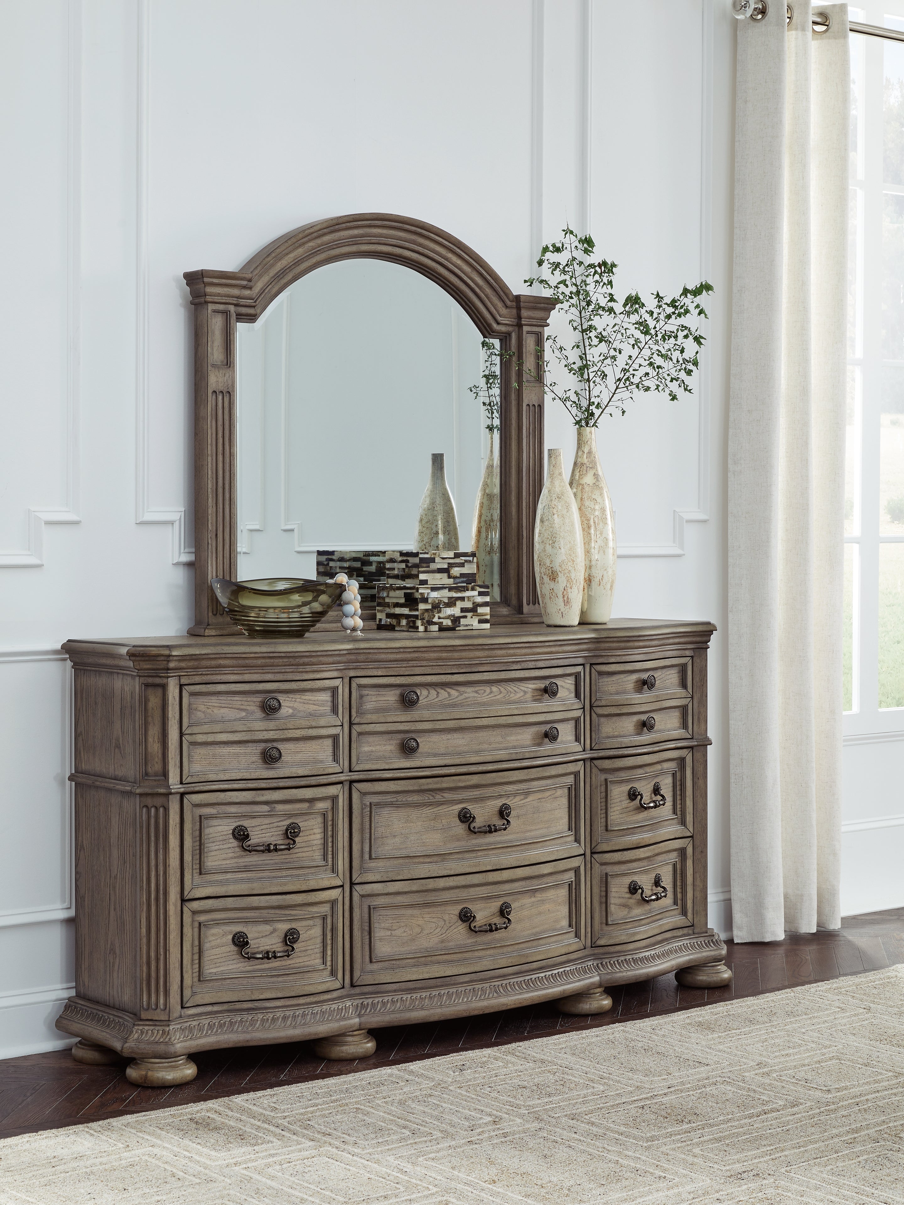 Elite Furniture Outlet - Ashley Furniture - Ardenfield Bedroom - Dresser and Mirror / Light Brown - B944B1