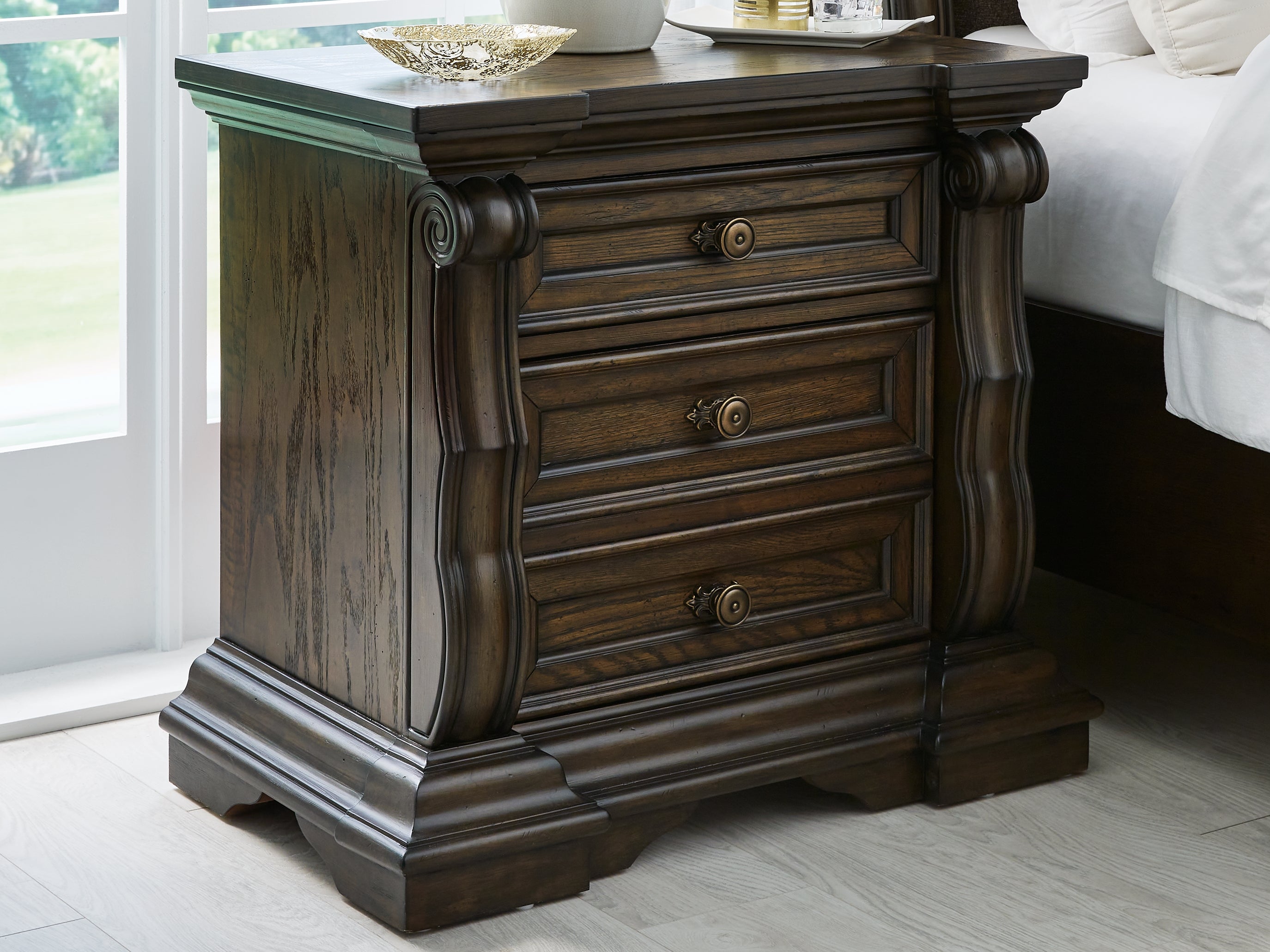 Elite Furniture Outlet - Ashley Furniture - Maylee Bedroom - Three Drawer Night Stand / Dark Brown - B947-93