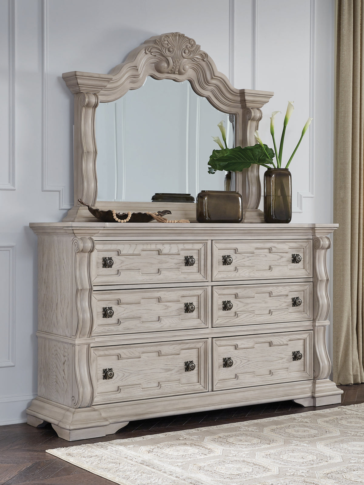 Elite Furniture Outlet - Ashley Furniture - Bruchandi Bedroom - California King Upholstered Panel Bed / Antique White - PCB948B5