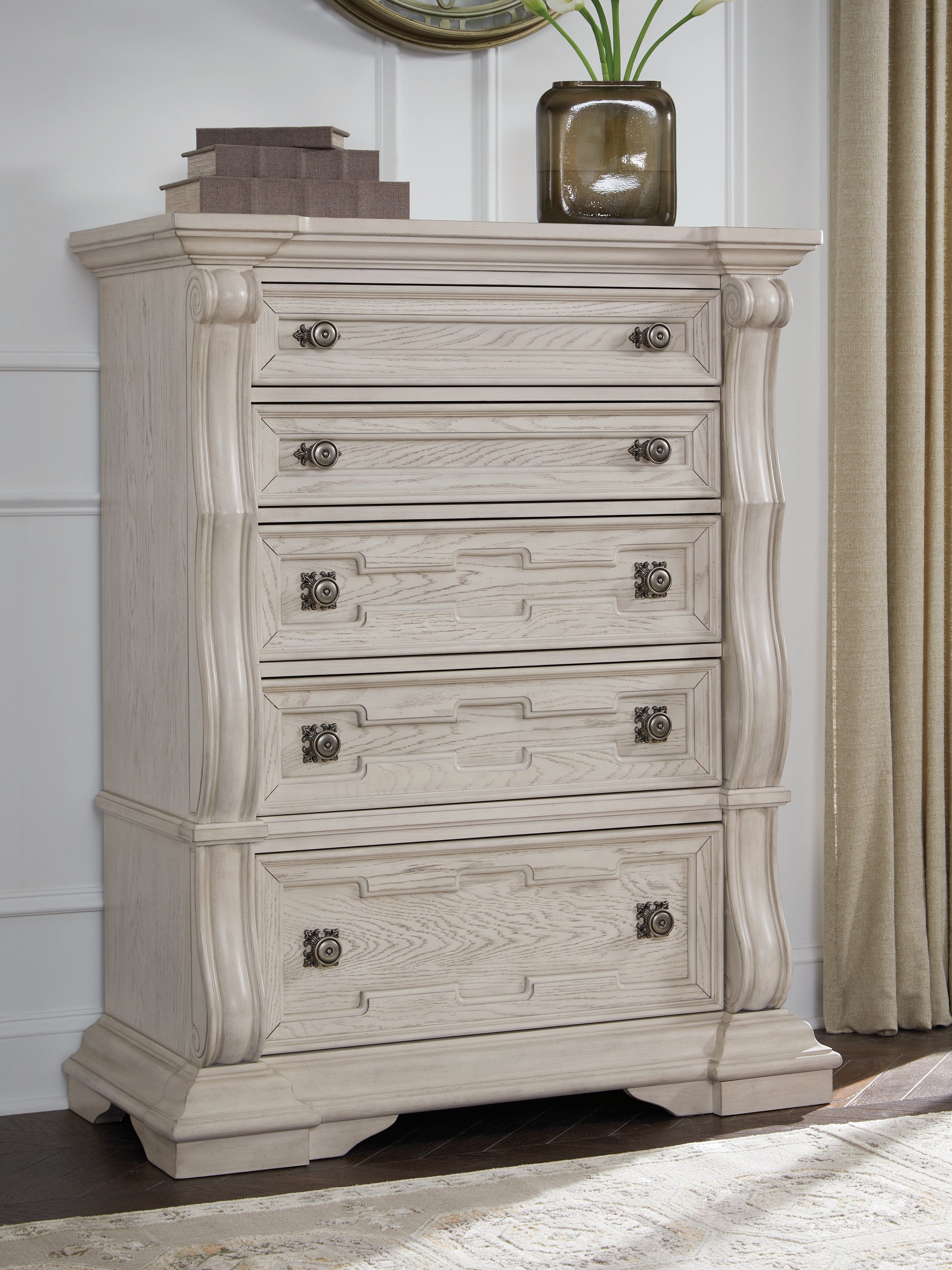 Elite Furniture Outlet - Ashley Furniture - Bruchandi Bedroom - Five Drawer Chest / Antique White - PCB948-46