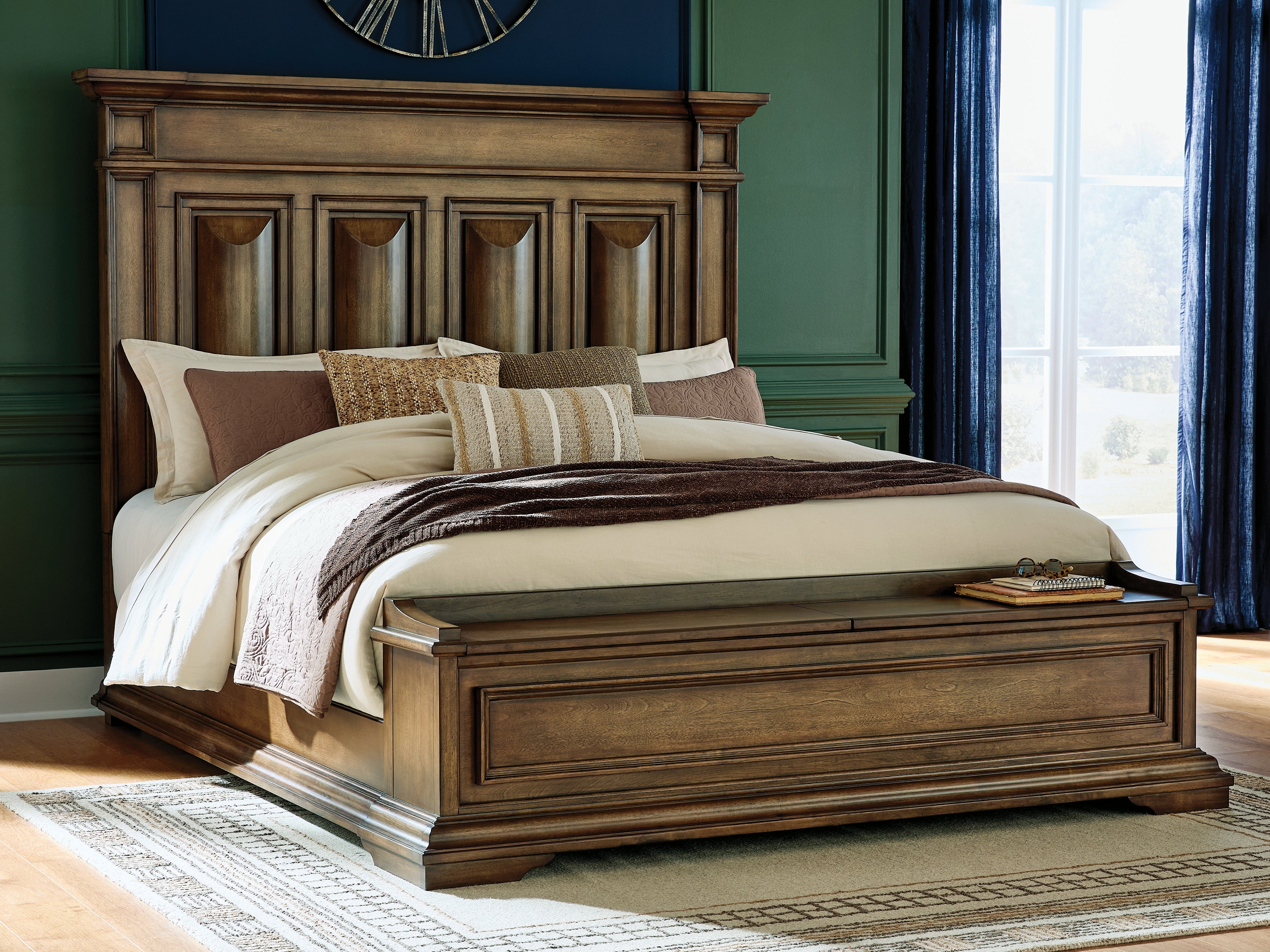 Elite Furniture Outlet - Ashley Furniture - Frantanna Bedroom - King Panel Storage Bed / Brown - PCB949B8