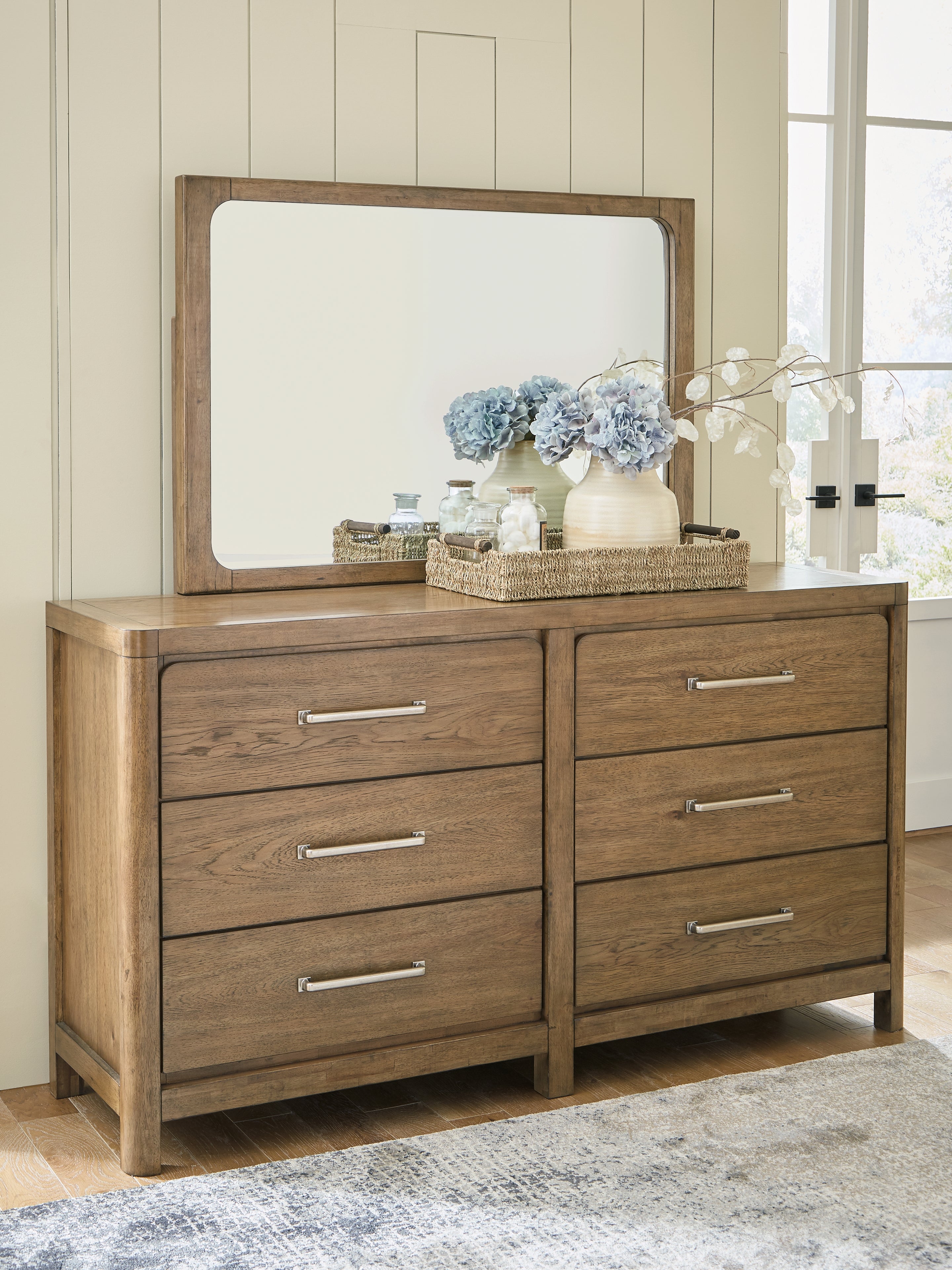 Elite Furniture Outlet - Ashley Furniture - Cabalynn Bedroom - Dresser and Mirror / Light Brown - B974B1