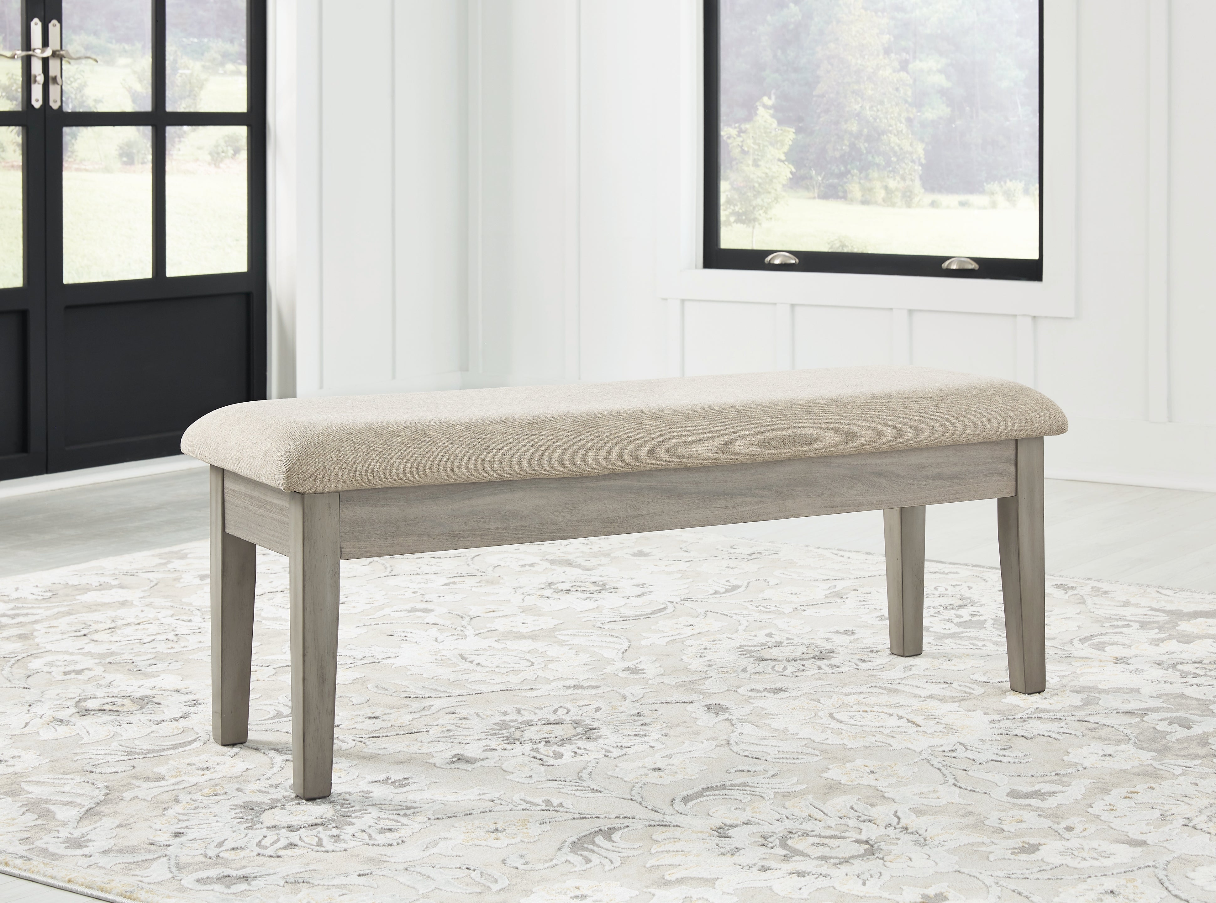 Elite Furniture Outlet - Ashley Furniture - Parellen Dining Room - Upholstered Storage Bench / Beige/Gray - D291-00