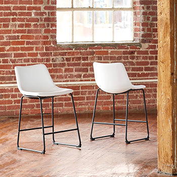 Elite Furniture Outlet - Ashley Furniture - Centiar Dining Room - Counter Height Bar Stool (Set of 2) / White - D372-724X2