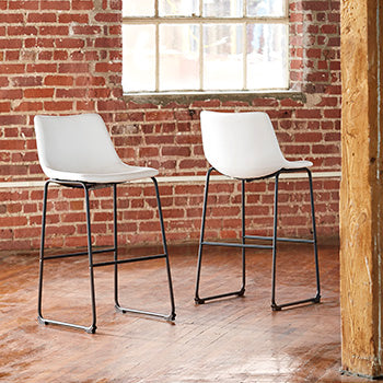 Elite Furniture Outlet - Ashley Furniture - Centiar Dining Room - Pub Height Bar Stool (Set of 2) / White - D372-730X2