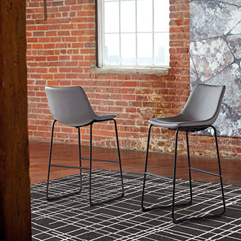 Elite Furniture Outlet - Ashley Furniture - Centiar Dining Room - Pub Height Bar Stool (Set of 2) / Gray - D372-830X2