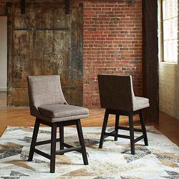 Elite Furniture Outlet - Ashley Furniture - Tallenger Dining Room - Bar Height Bar Stool (Set of 2) / Black/Dark Brown - D380-930X2