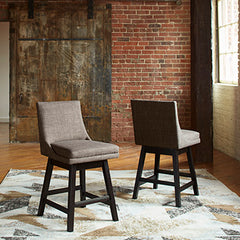 Elite Furniture Outlet - Ashley Furniture - Tallenger Dining Room - Bar Height Bar Stool (Set of 2) / Black/Dark Brown - D380-930X2