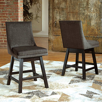 Elite Furniture Outlet - Ashley Furniture - Tallenger Dining Room - Counter Height Bar Stool (Set of 2) / Dark Gray - D380-624X2