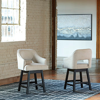 Elite Furniture Outlet - Ashley Furniture - Tallenger Dining Room - Counter Height Bar Stool (Set of 2) / Linen/Brown - D380-724X2