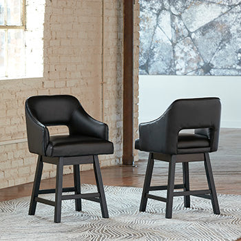 Elite Furniture Outlet - Ashley Furniture - Tallenger Dining Room - Counter Height Bar Stool (Set of 2) / Black/Dark Brown - D380-924X2