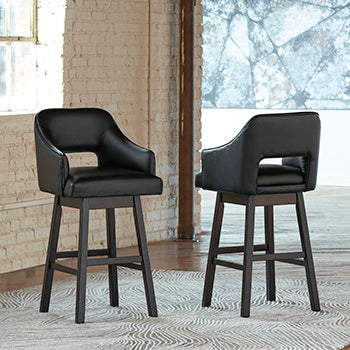 Elite Furniture Outlet - Ashley Furniture - Tallenger Dining Room - Bar Height Bar Stool (Set of 2) / Black/Dark Brown - D380-930X2