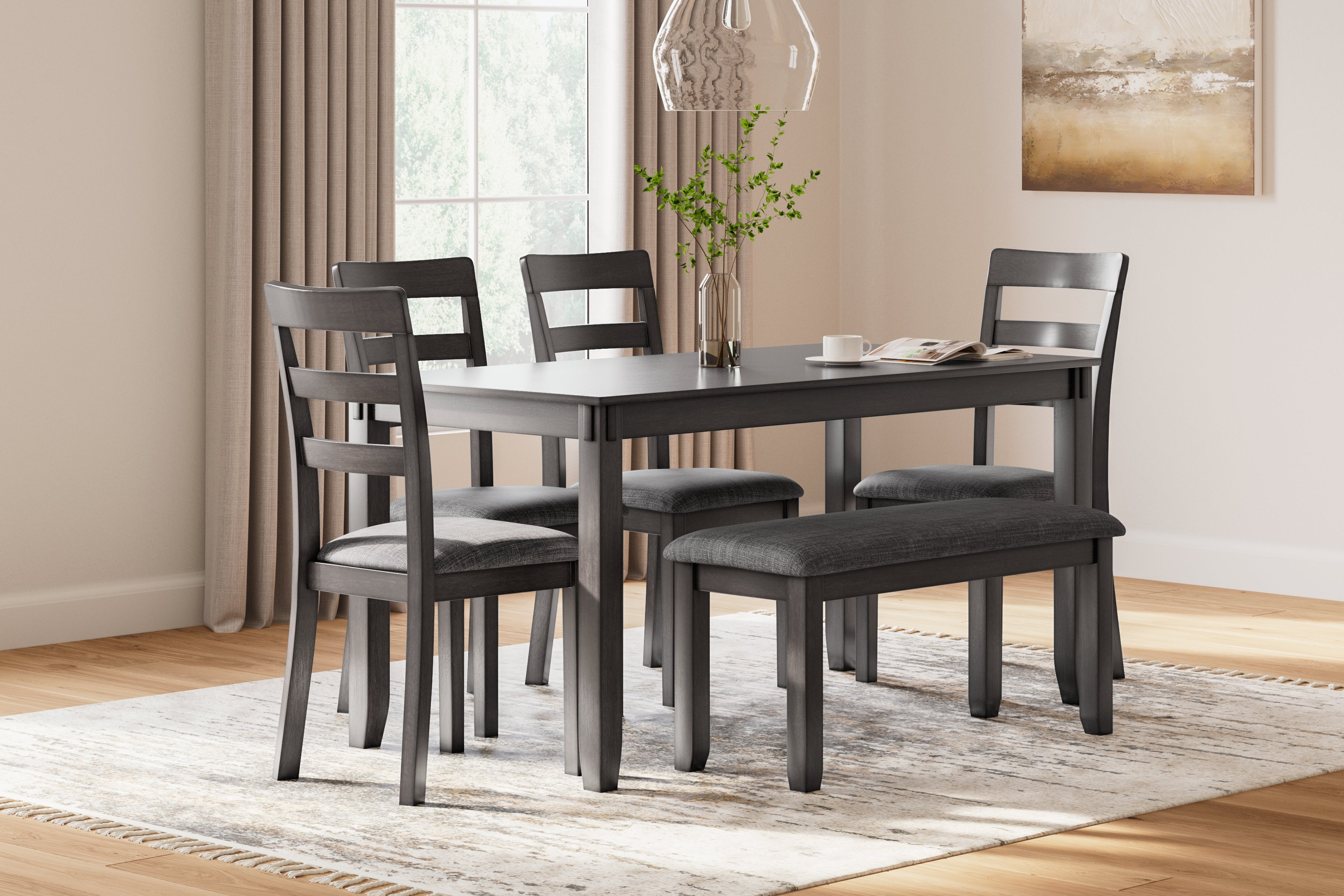 Elite Furniture Outlet - Ashley Furniture - Bridson Dining Room - RECT DRM Table Set (6/CN) / Gray - D383-325