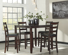 Elite Furniture Outlet - Ashley Furniture - Coviar Dining Room - Dining Room Table Set (6/CN) / Brown - D385-325