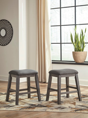 Elite Furniture Outlet - Ashley Furniture - Caitbrook Dining Room - Counter Height Upholstered Bar Stool (Set of 2) / Gray - D388-024X2