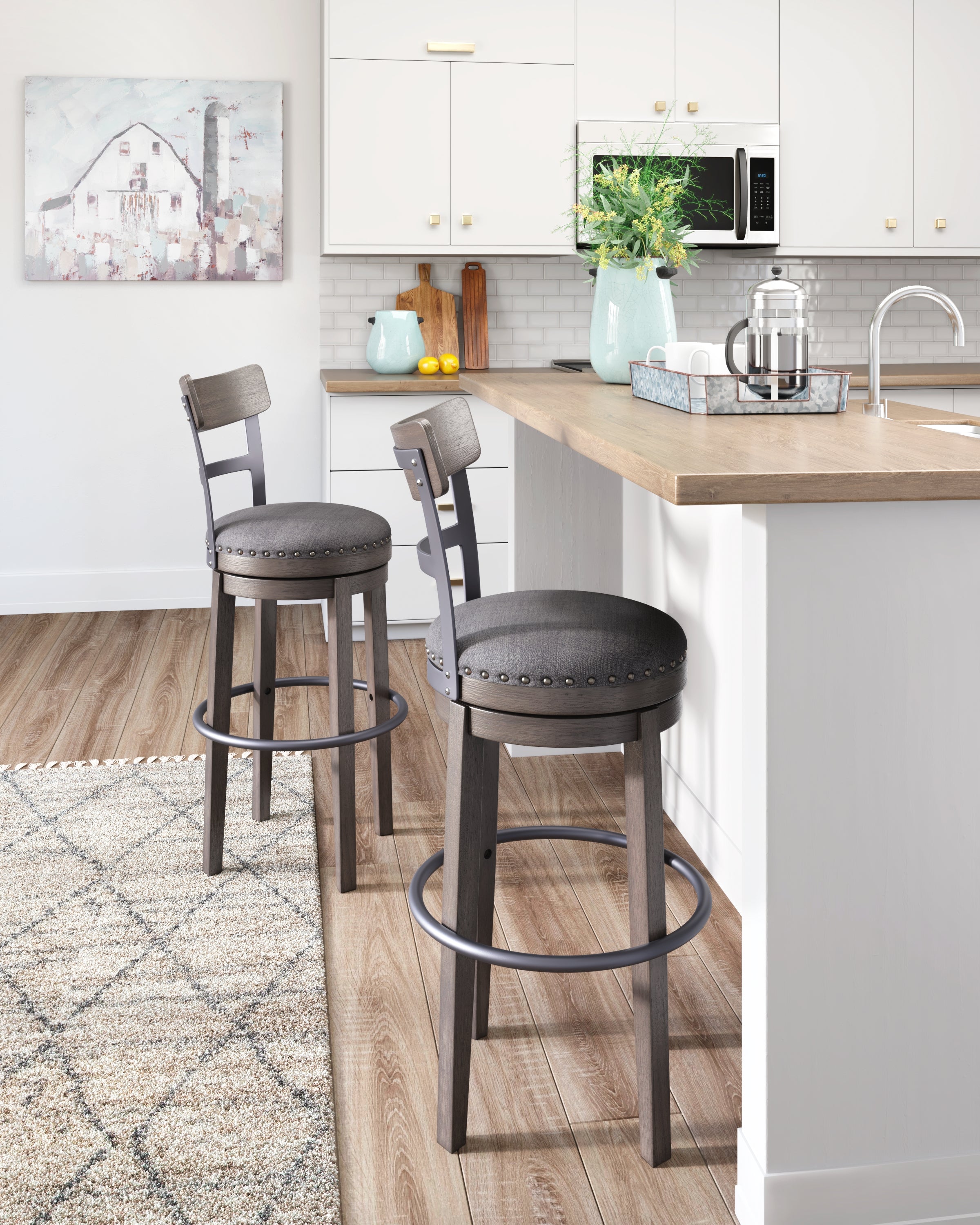 Elite Furniture Outlet - Ashley Furniture - Caitbrook Dining Room - Tall UPH Swivel Barstool(1/CN) / Gray - D388-230