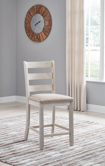 Elite Furniture Outlet - Ashley Furniture - Skempton Dining Room - Counter Height Bar Stool (Set of 2) / White/Light Brown - D394-124X2