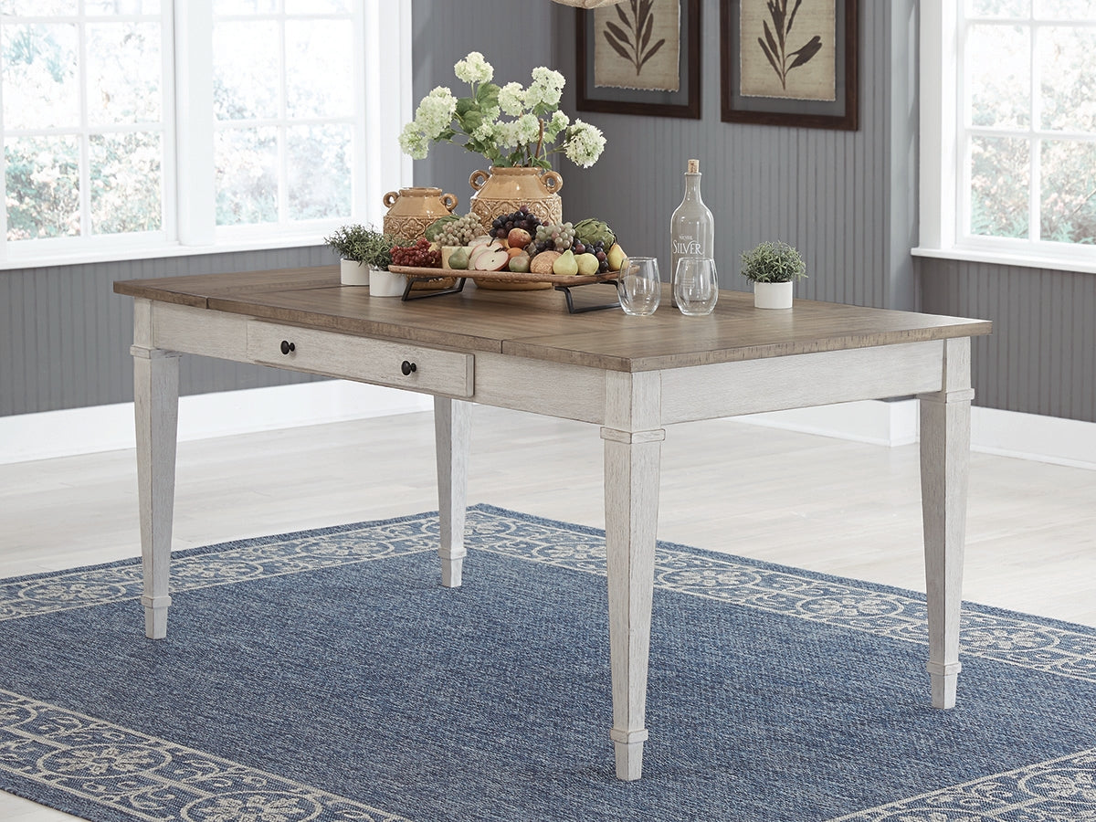 Elite Furniture Outlet - Ashley Furniture - Skempton Dining Room - RECT DRM Table w/Storage / White/Light Brown - D394-25