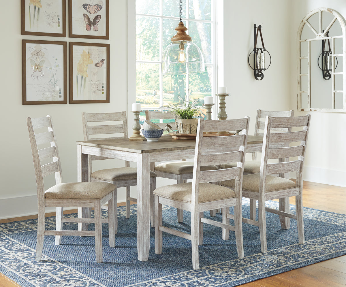 Elite Furniture Outlet - Ashley Furniture - Skempton Dining Room - RECT DRM Counter TBL Set(7/CN) / White/Light Brown - D394-423