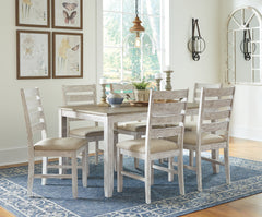 Elite Furniture Outlet - Ashley Furniture - Skempton Dining Room - RECT DRM Counter TBL Set(7/CN) / White/Light Brown - D394-423