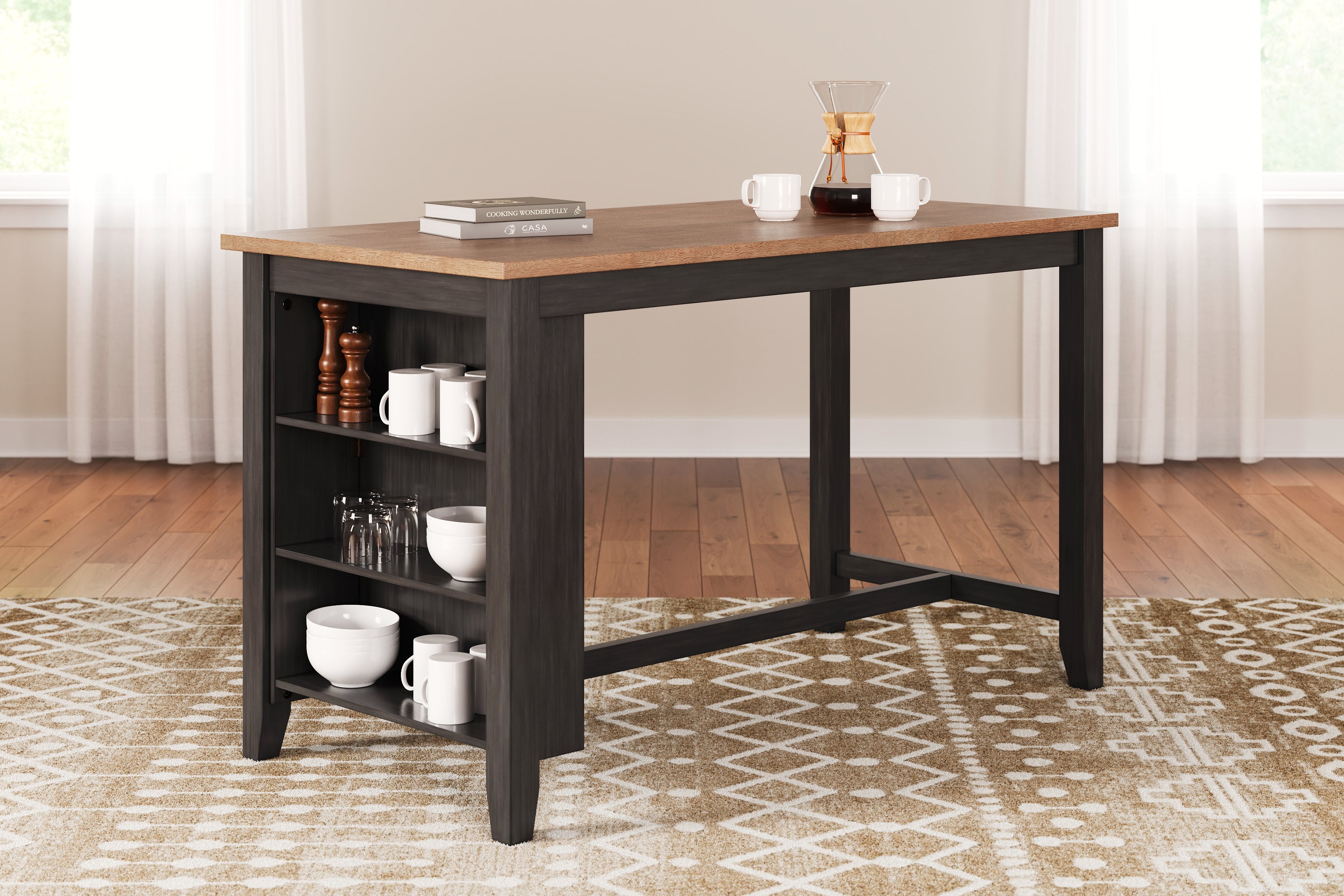 Elite Furniture Outlet - Ashley Furniture - Gesthaven Dining Room - RECT Dining Room Counter Table / Natural/Brown - D396-13