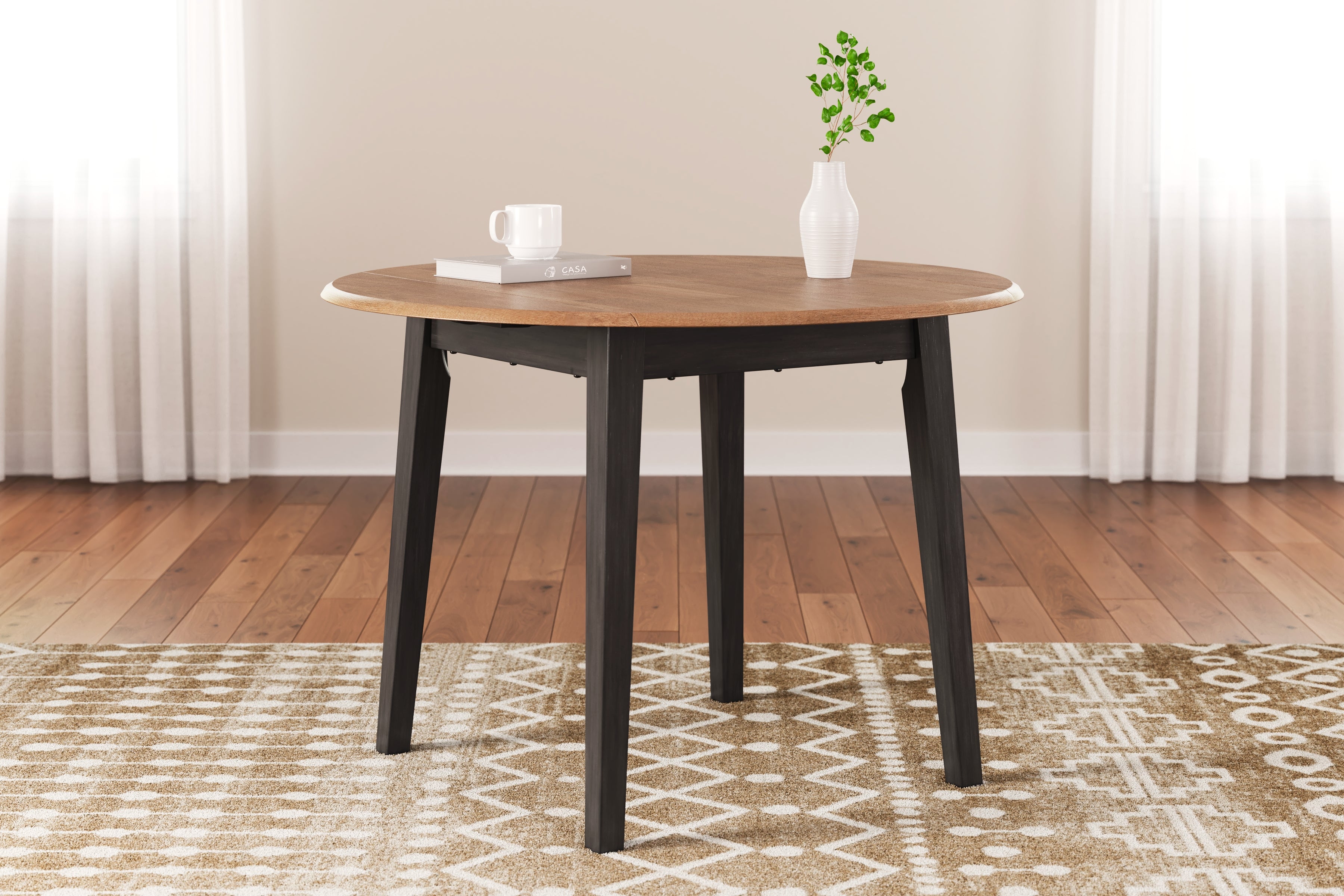 Elite Furniture Outlet - Ashley Furniture - Gesthaven Dining Room - Round DRM Drop Leaf Table / Natural/Brown - D396-15