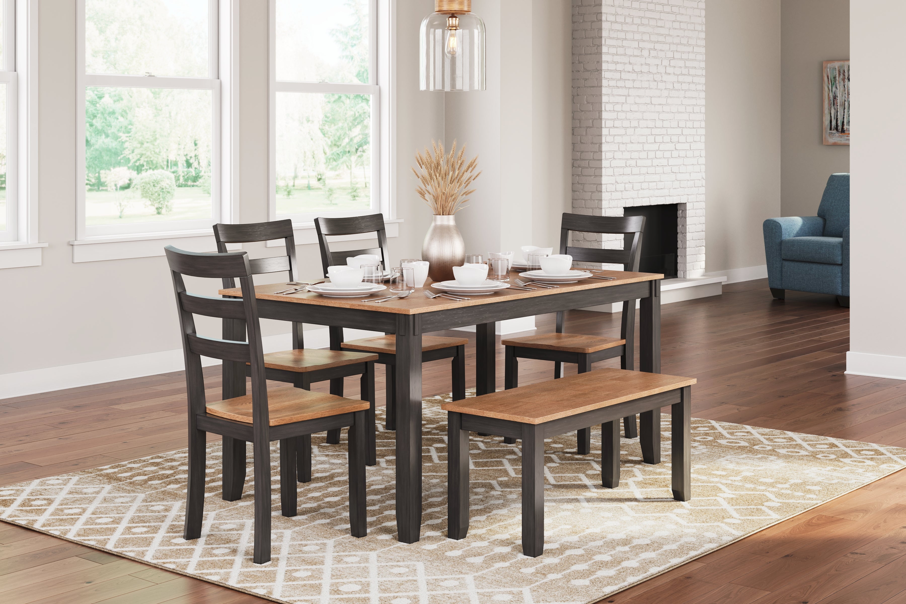 Elite Furniture Outlet - Ashley Furniture - Gesthaven Dining Room - Dining Room Table Set (6/CN) / Natural/Brown - D396-325