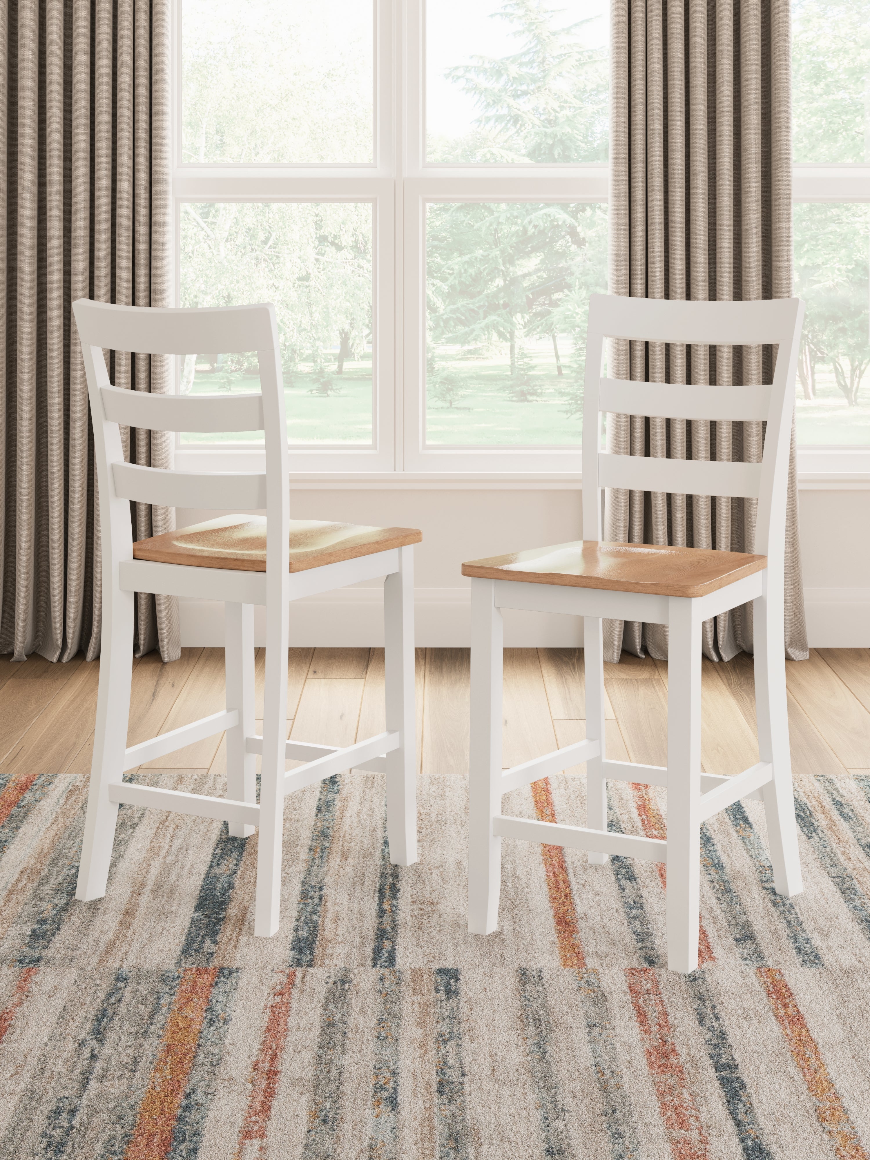 Elite Furniture Outlet - Ashley Furniture - Gesthaven Dining Room - Counter Height Barstool (Set of 2) / Natural/White - D398-124X2