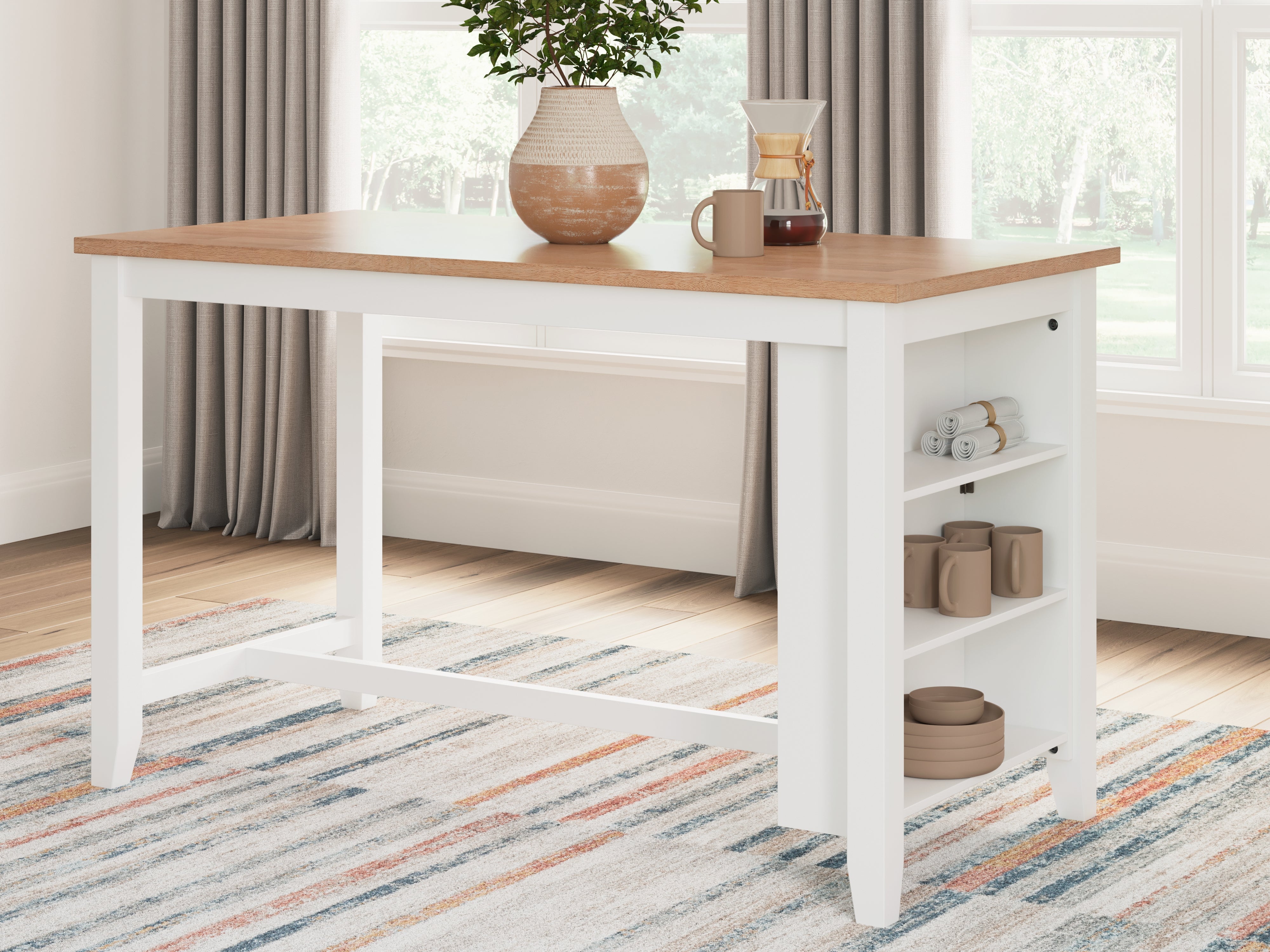 Elite Furniture Outlet - Ashley Furniture - Gesthaven Dining Room - RECT Dining Room Counter Table / Natural/White - D398-13